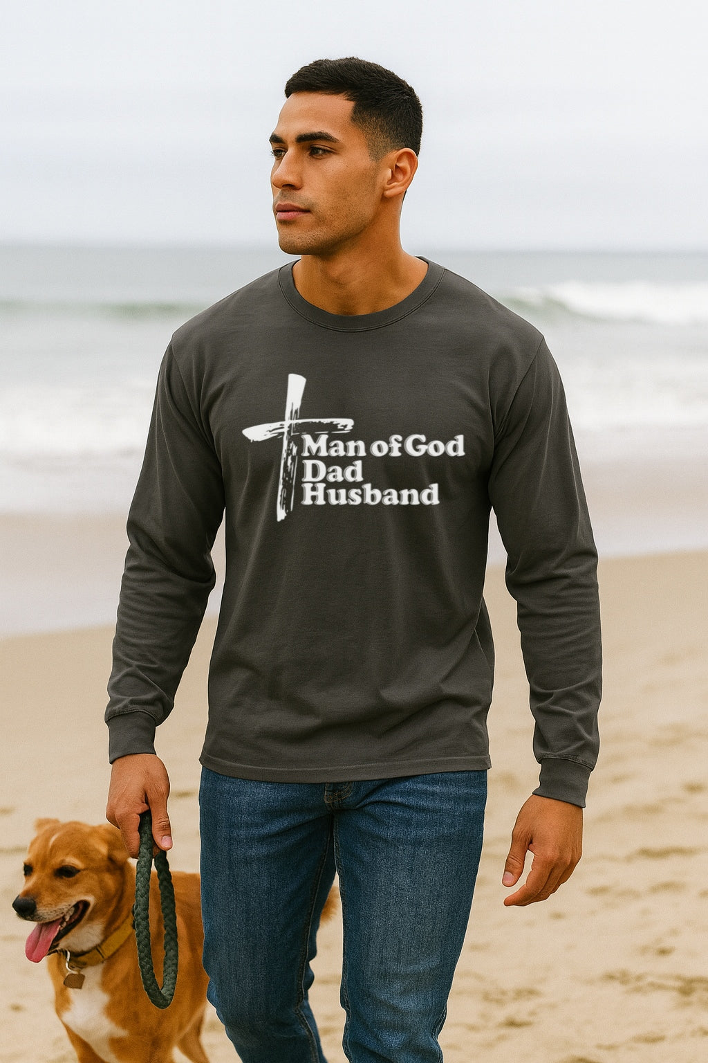 Man of God Dad Husband Unisex Relaxed Fit Long Sleeve T-Shirt - My Faith My Father