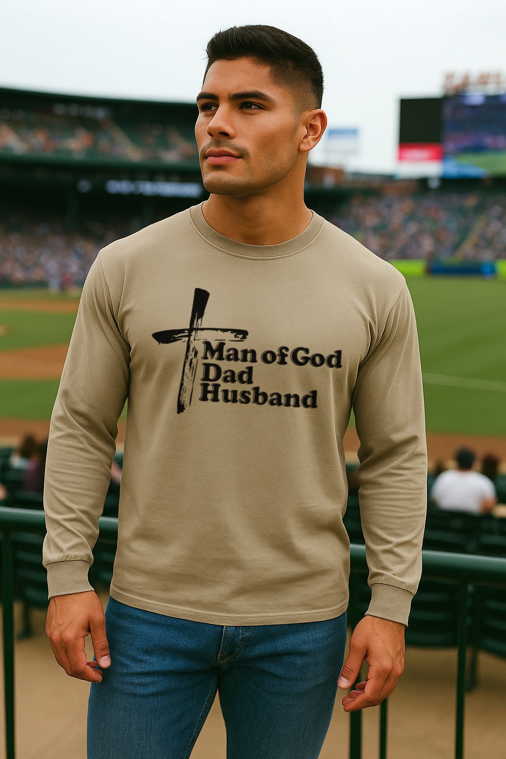 Man of God Dad Husband Unisex Relaxed Fit Long Sleeve T-Shirt - My Faith My Father