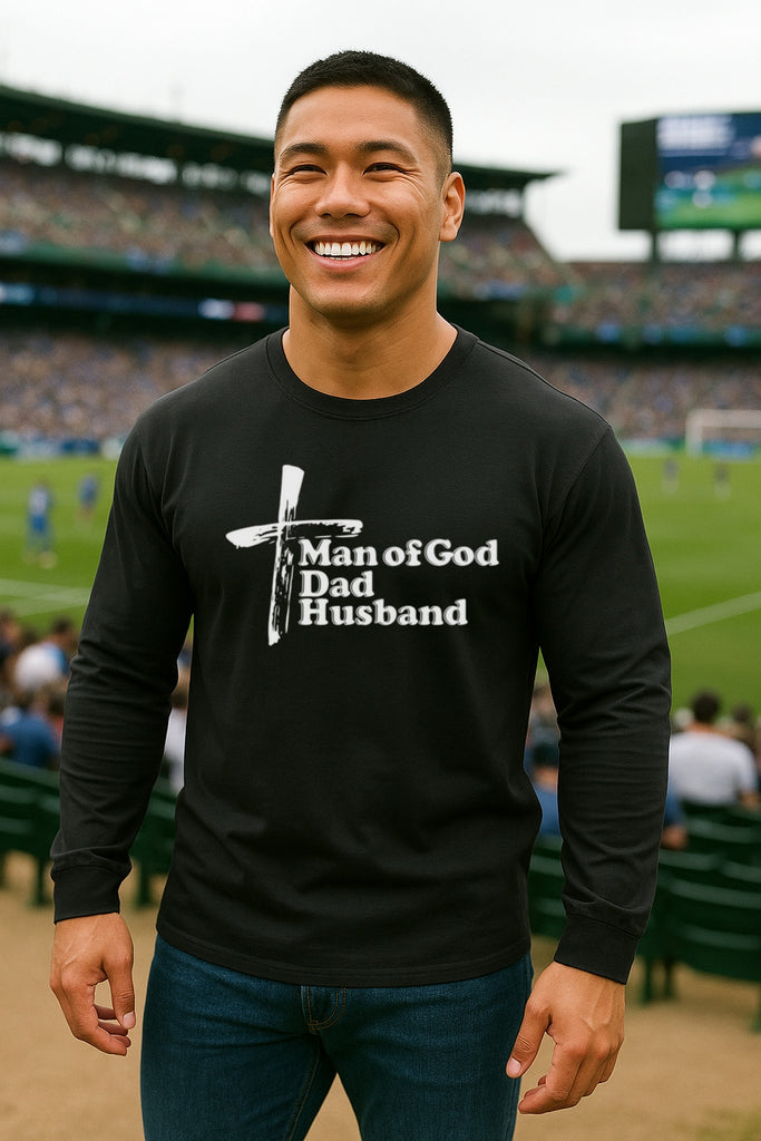 Man of God Dad Husband Unisex Relaxed Fit Long Sleeve T-Shirt - My Faith My Father