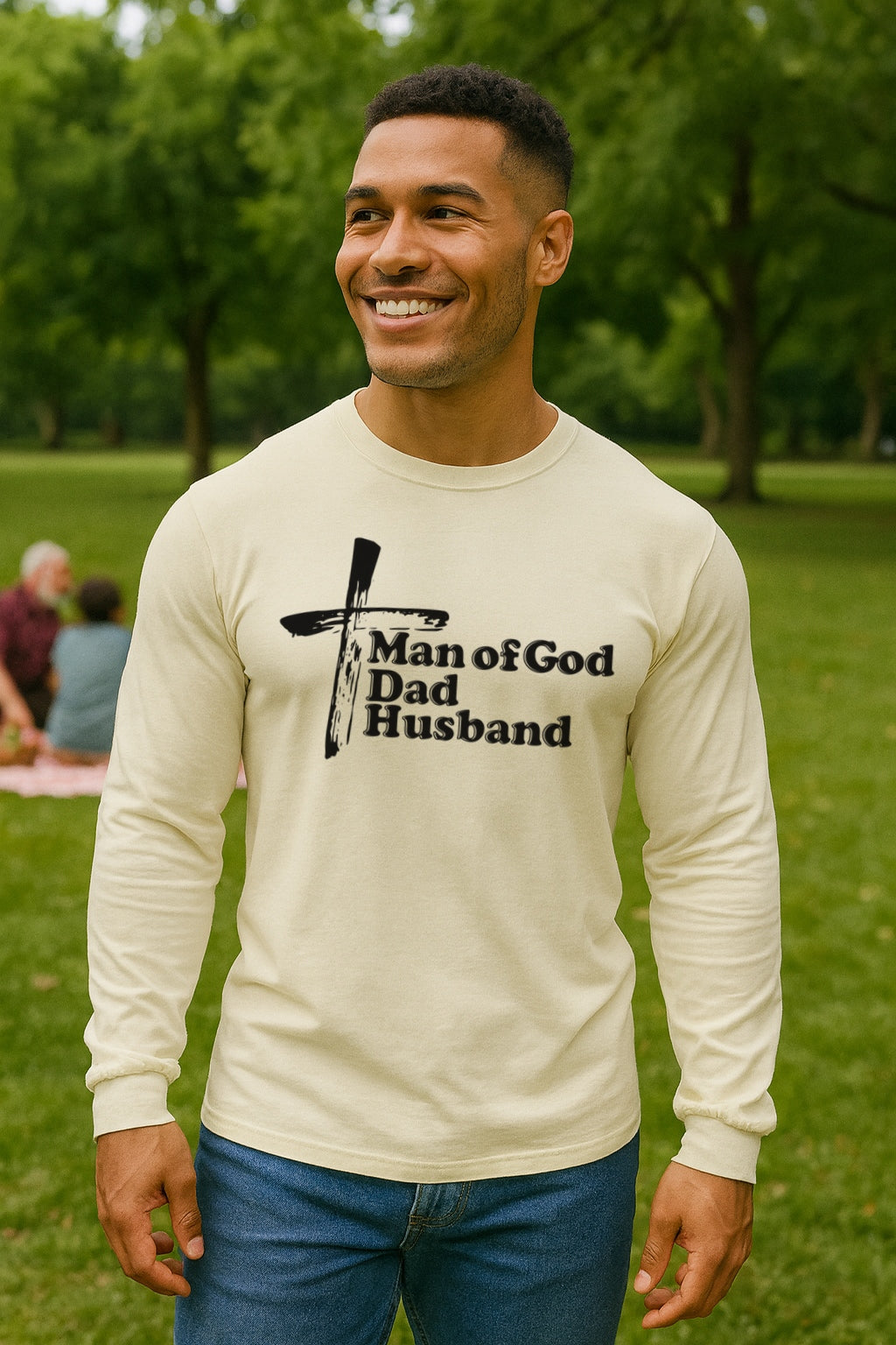 Man of God Dad Husband Unisex Relaxed Fit Long Sleeve T-Shirt - My Faith My Father