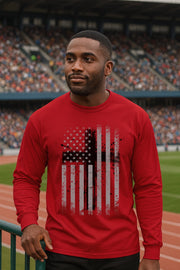 Flag With Cross Unisex Relaxed Fit Long Sleeve T-Shirt - My Faith My Father