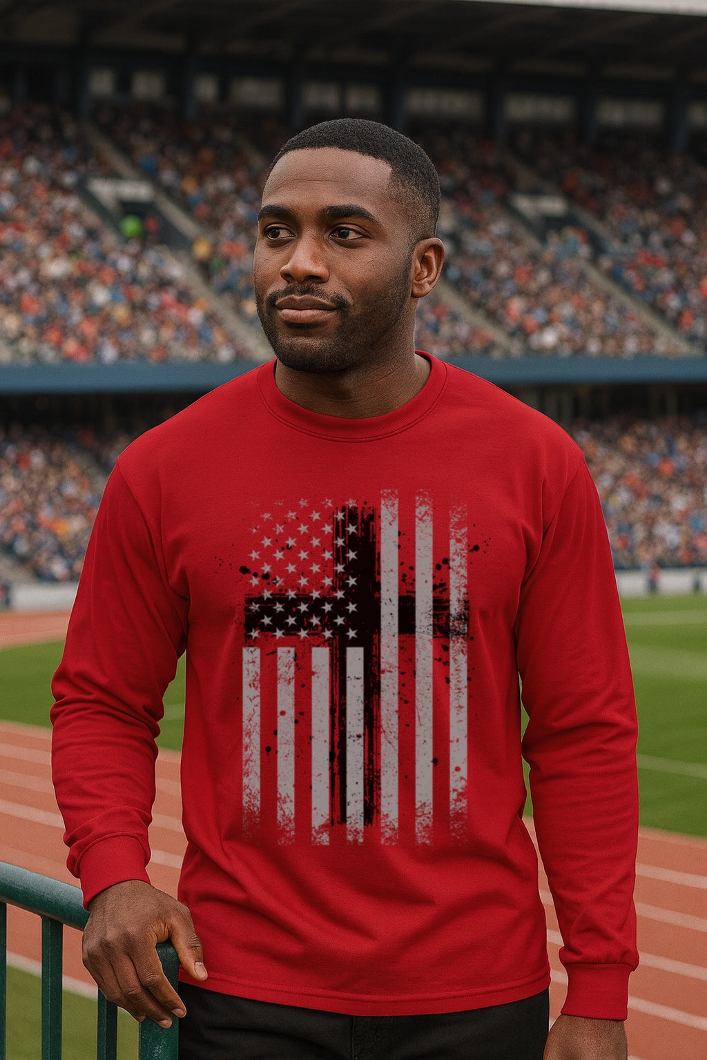 Flag With Cross Unisex Relaxed Fit Long Sleeve T-Shirt - My Faith My Father