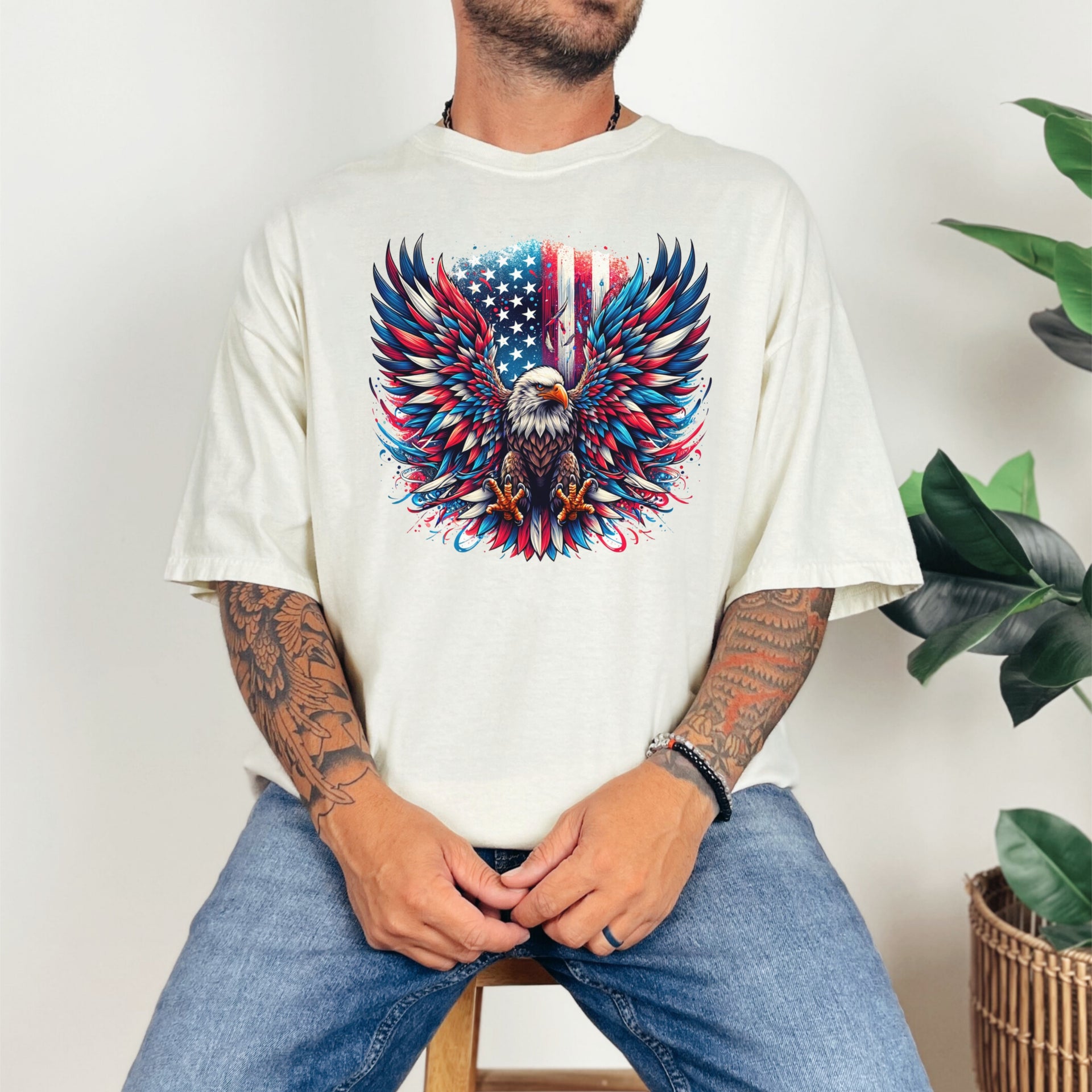 Eagle with Flag Unisex Relax Fit T-Shirt - My Faith My Father