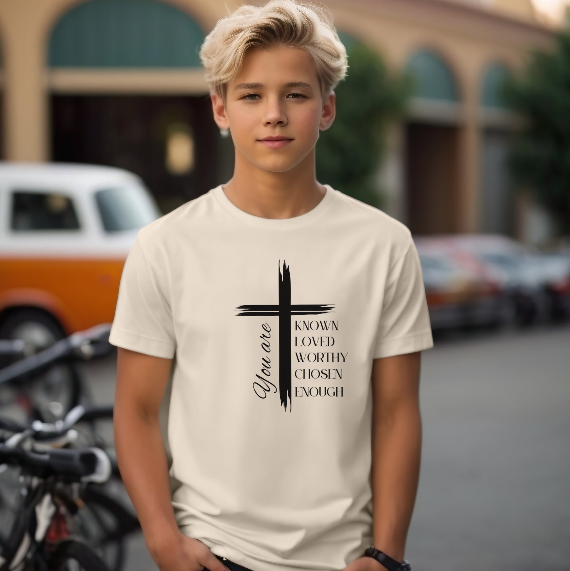 You Are Known, Loved, Worthy, Chosen Unisex Youth T-Shirt - My Faith My Father