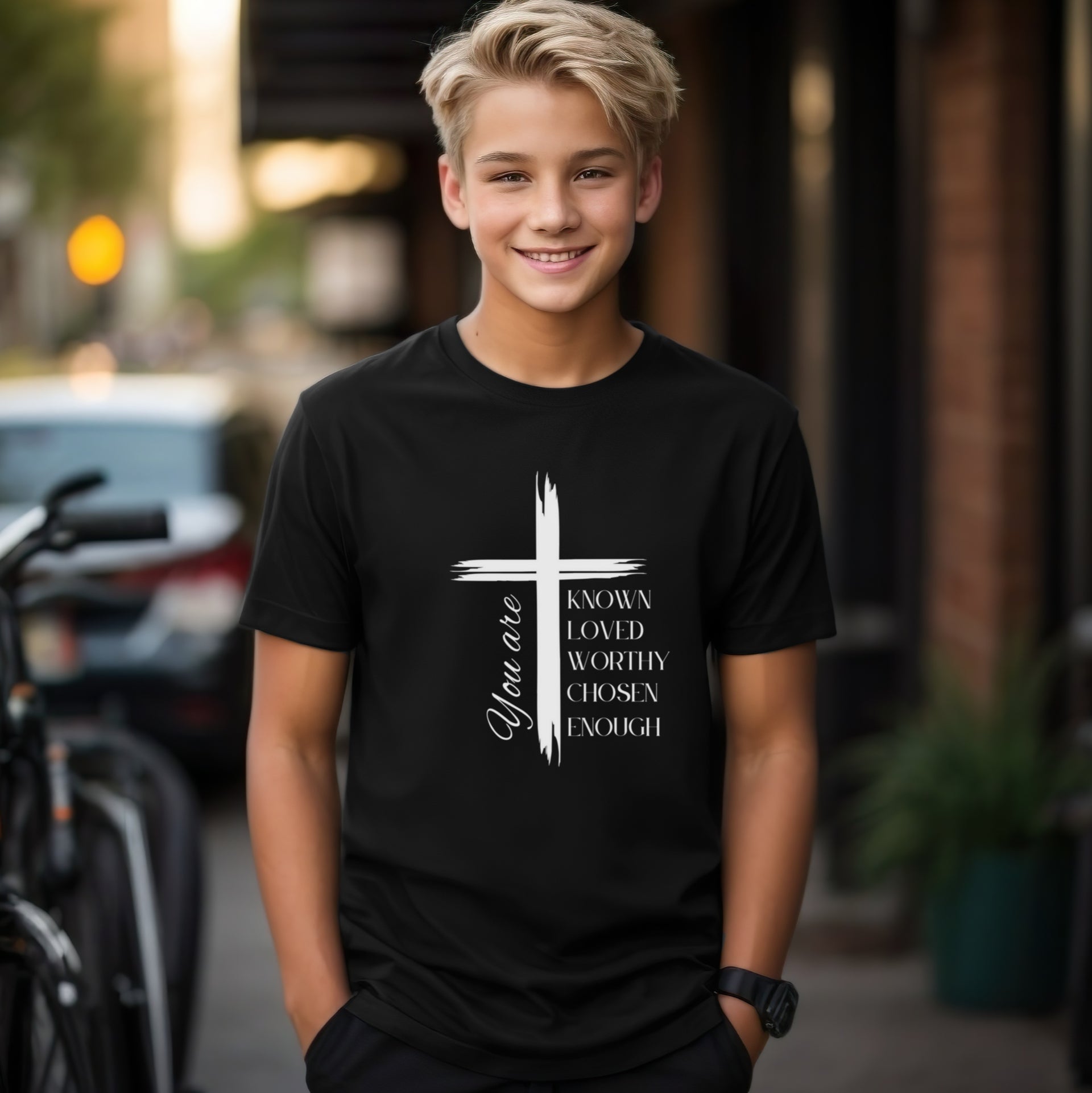 You Are Known, Loved, Worthy, Chosen Unisex Youth T-Shirt - My Faith My Father