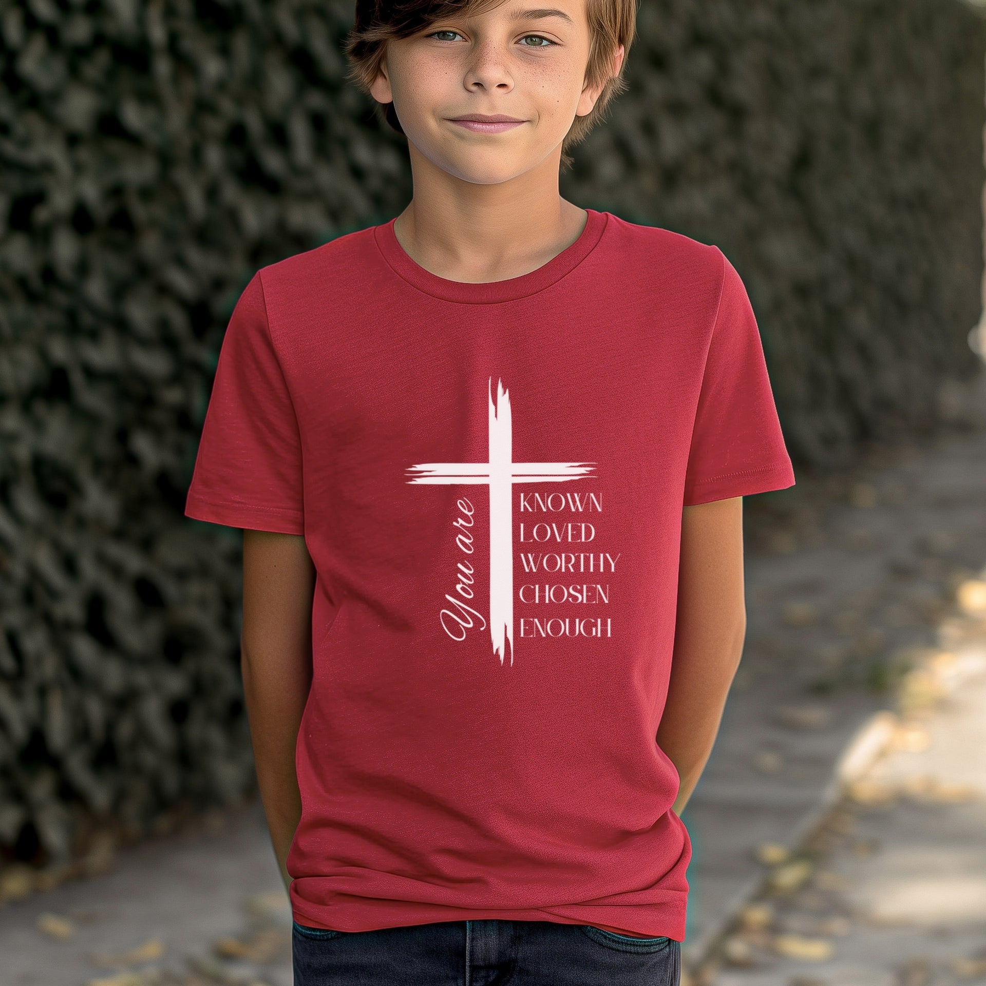 You Are Known, Loved, Worthy, Chosen Unisex Youth T-Shirt - My Faith My Father