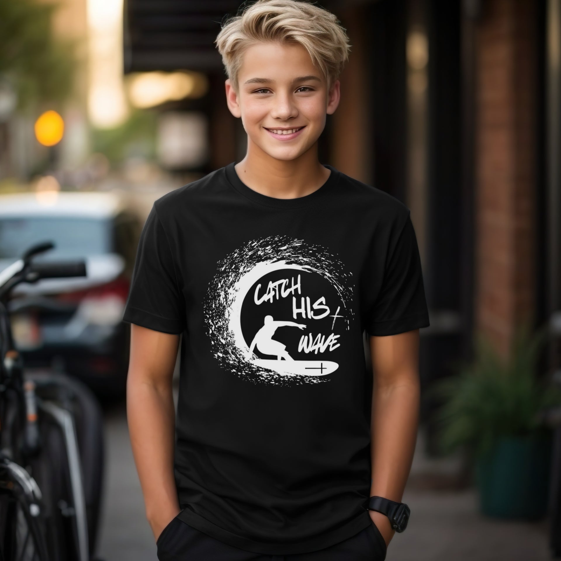 Catch His Wave Unisex Youth T-Shirt - My Faith My Father
