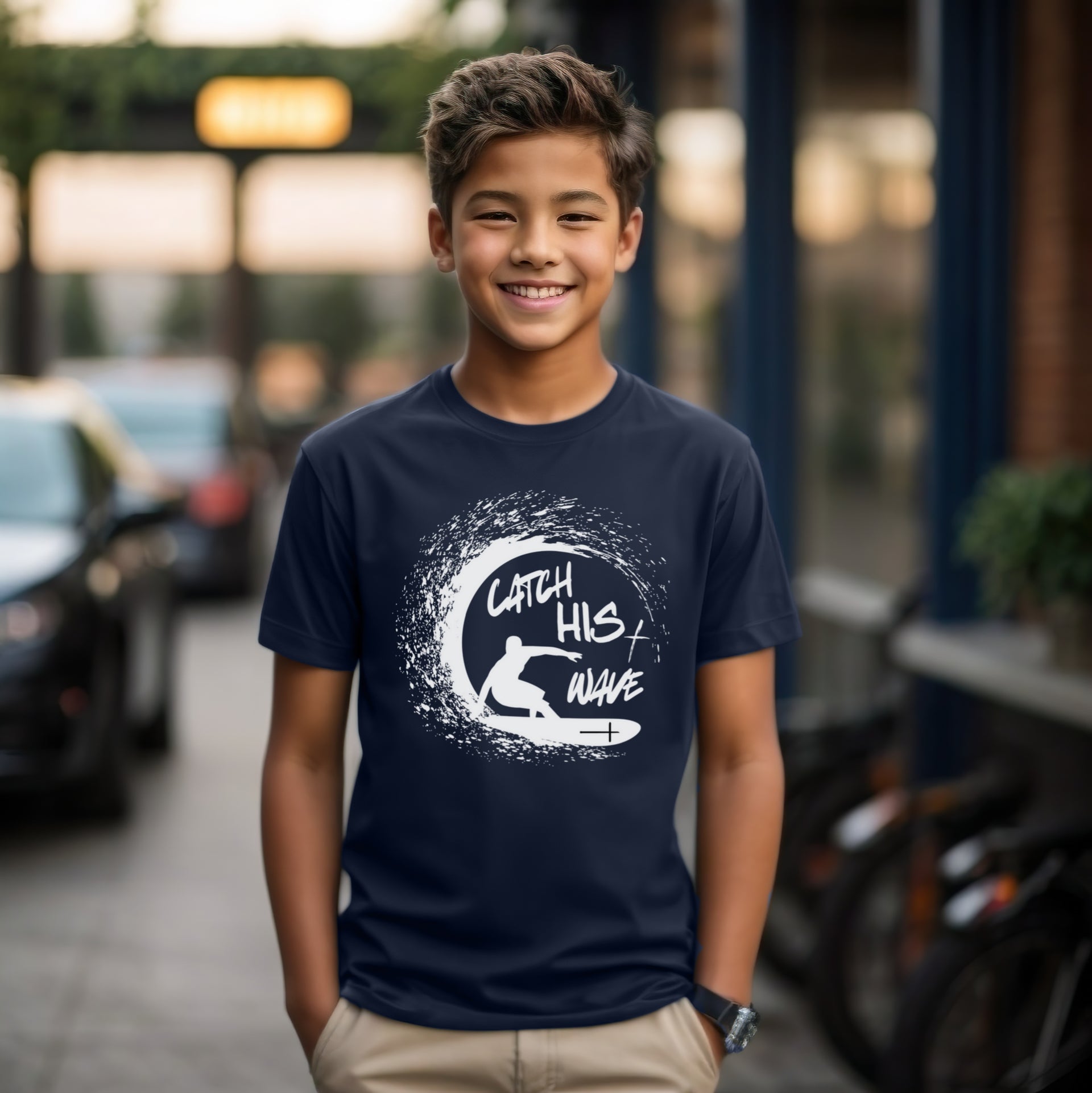 Catch His Wave Unisex Youth T-Shirt - My Faith My Father