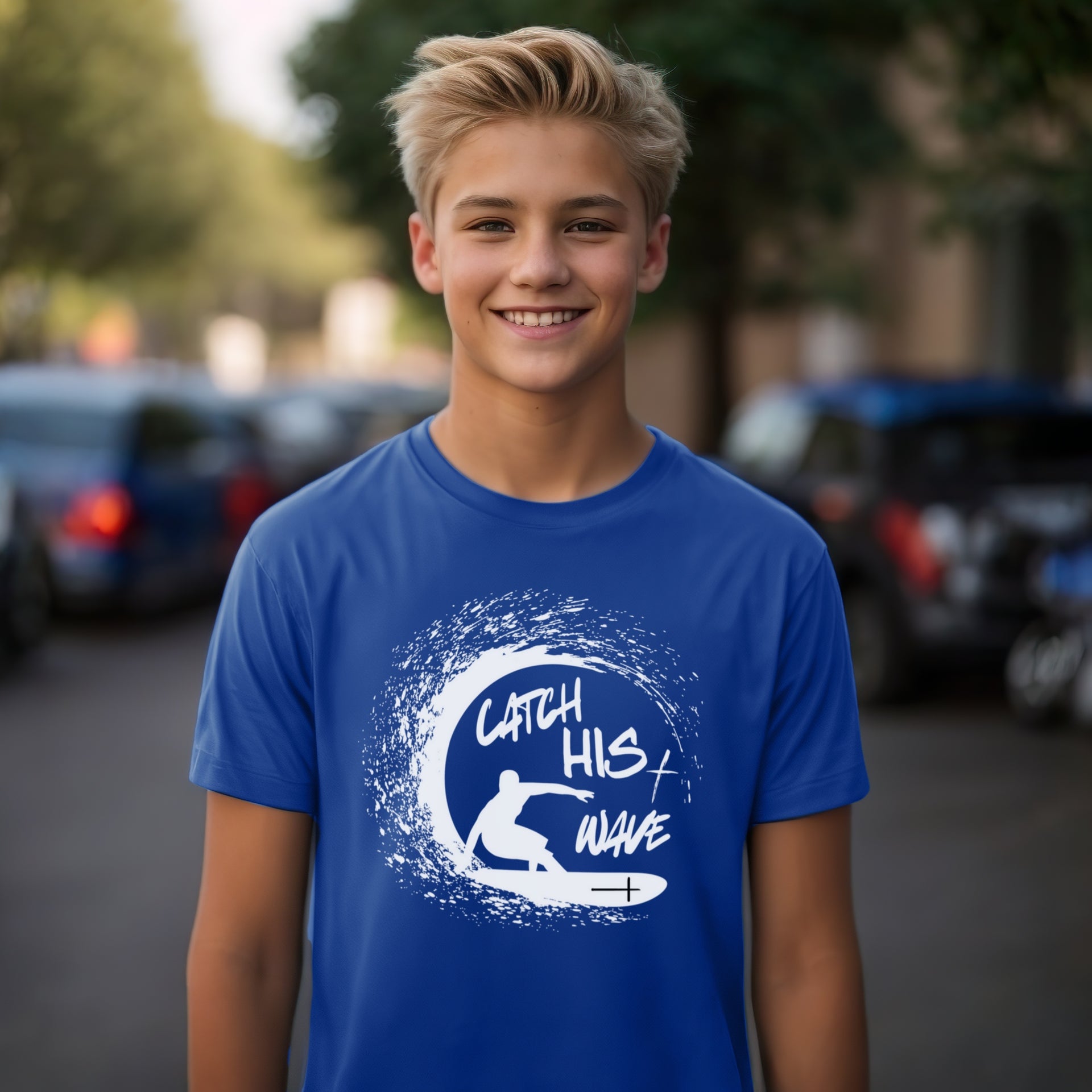 Catch His Wave Unisex Youth T-Shirt - My Faith My Father