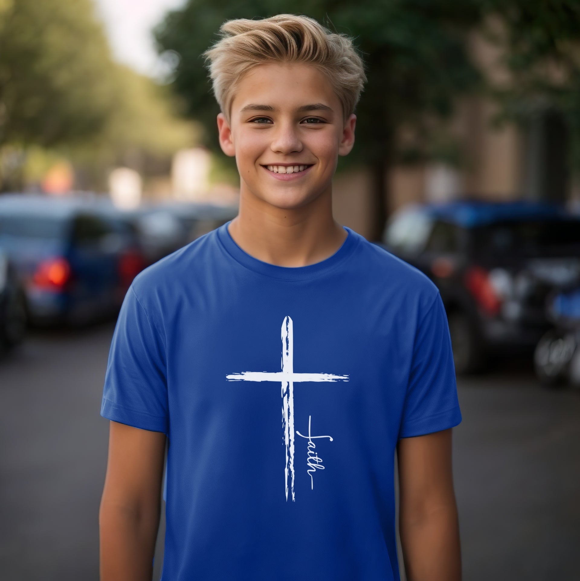 Cross With Faith Unisex Youth T-Shirt - My Faith My Father