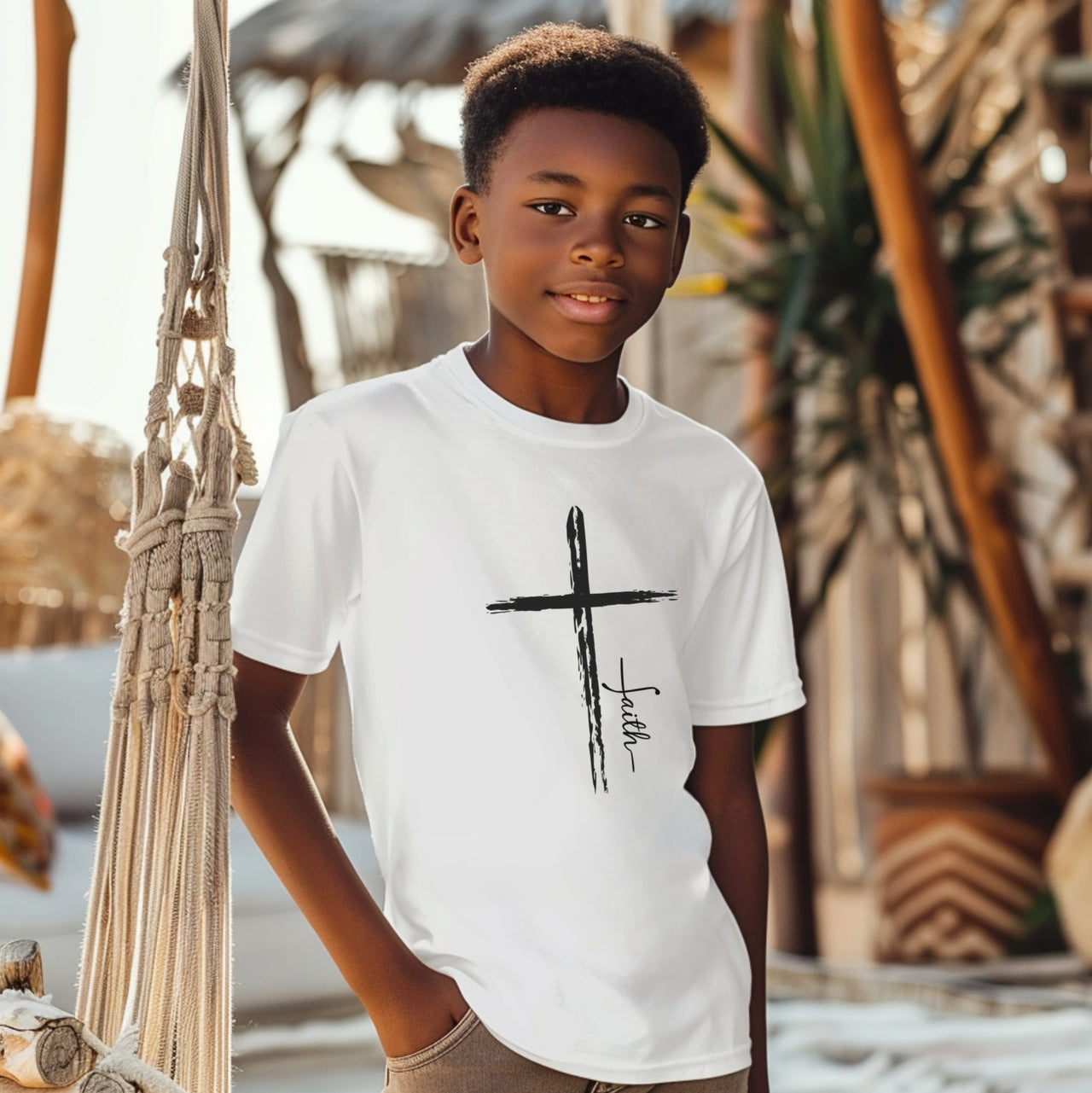 Cross With Faith Unisex Youth T-Shirt - My Faith My Father