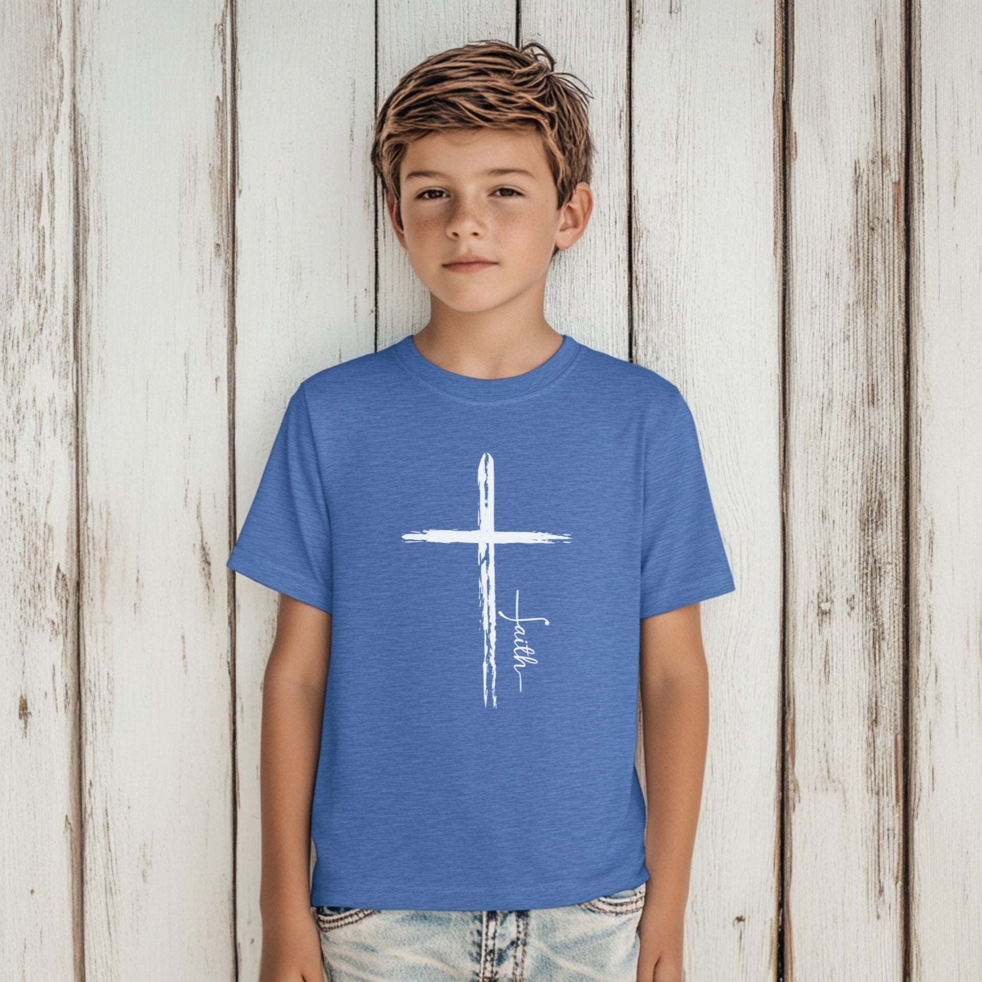 Cross With Faith Unisex Youth T-Shirt - My Faith My Father