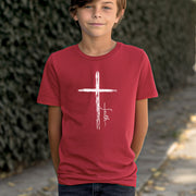 Cross With Faith Unisex Youth T-Shirt - My Faith My Father