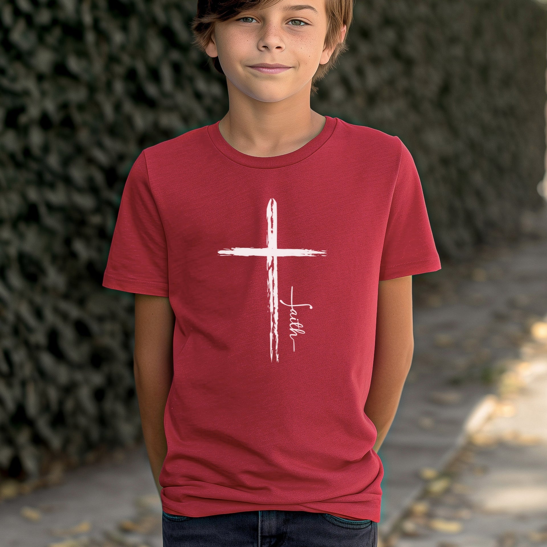Cross With Faith Unisex Youth T-Shirt - My Faith My Father