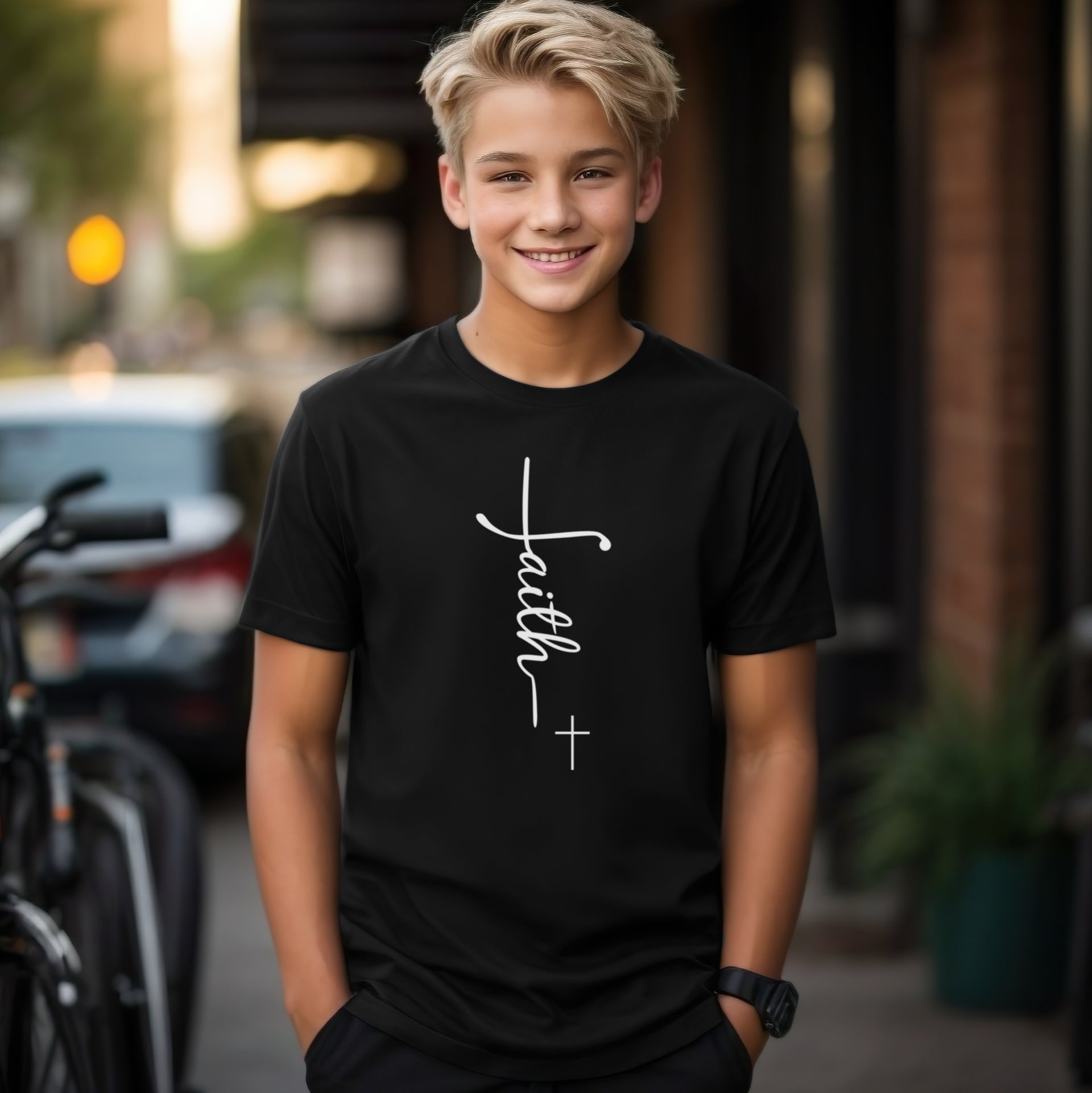 Faith + Cross Unisex Youth T-Shirt - My Faith My Father