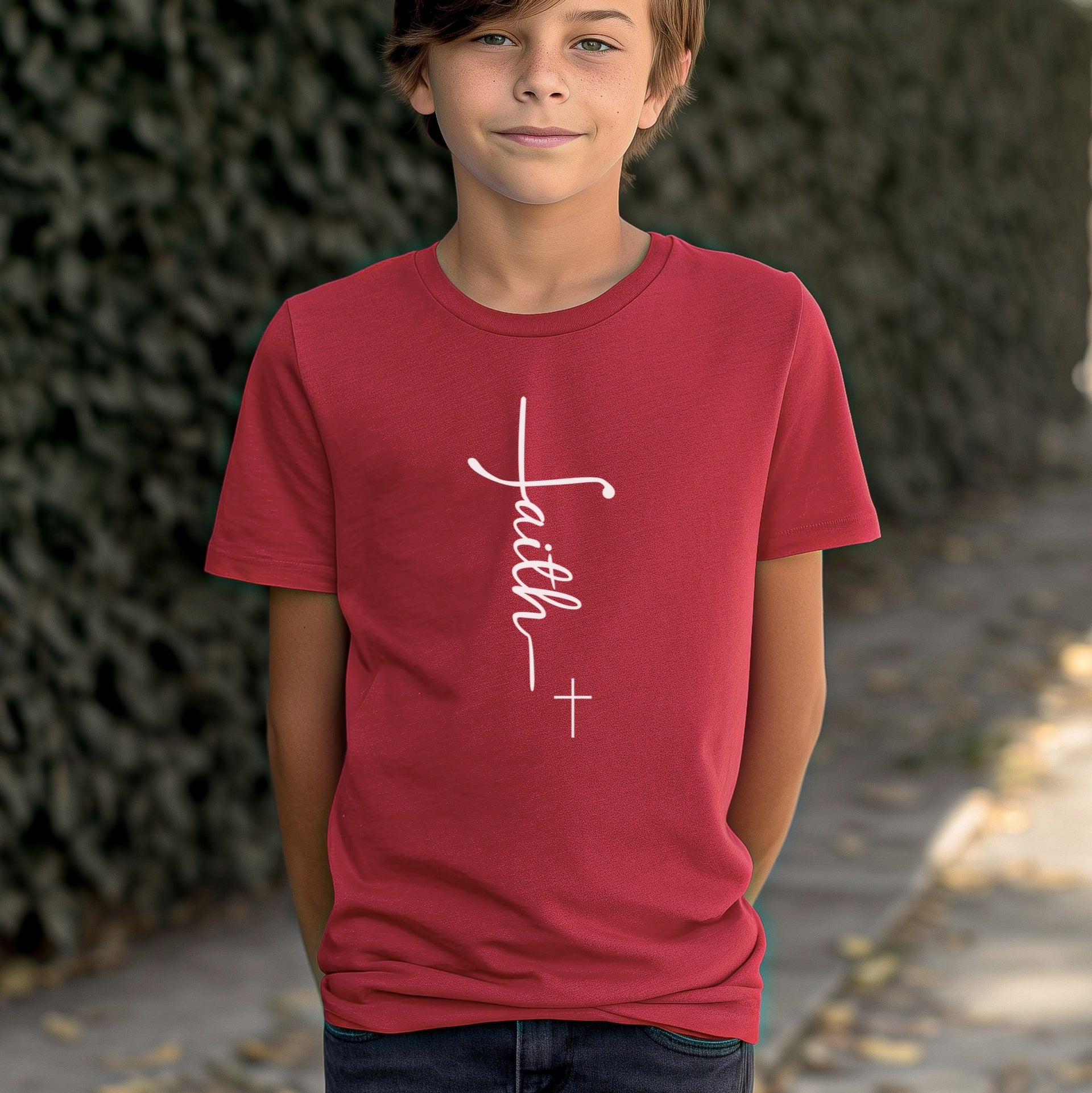 Faith + Cross Unisex Youth T-Shirt - My Faith My Father