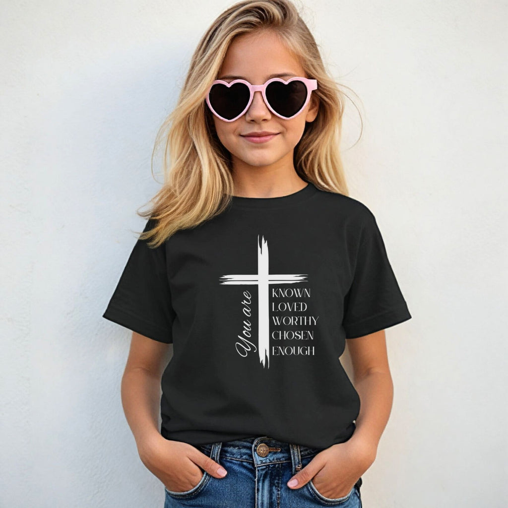 You Are Known, Loved, Worthy, Chosen Unisex Youth T-Shirt - My Faith My Father
