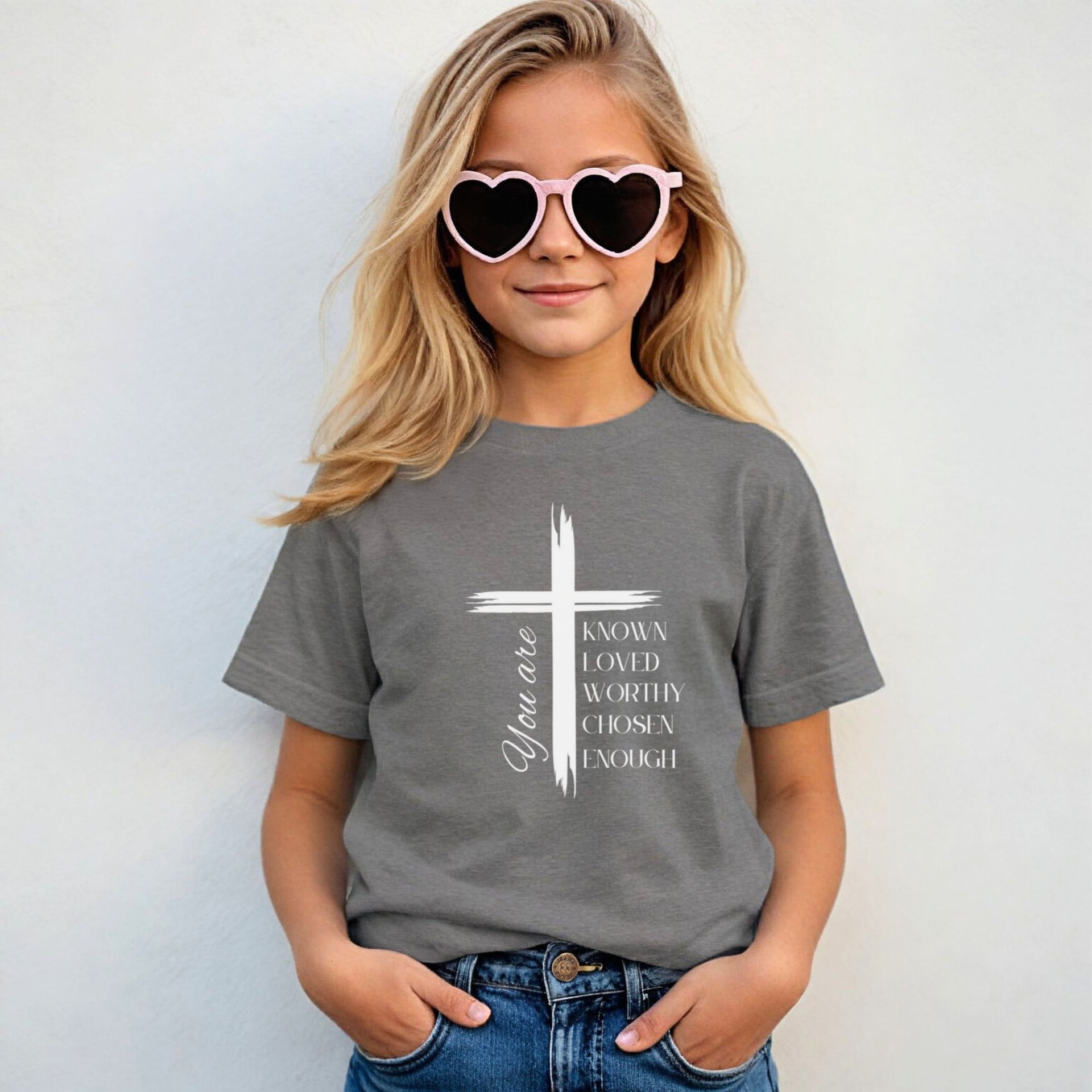 You Are Known, Loved, Worthy, Chosen Unisex Youth T-Shirt - My Faith My Father