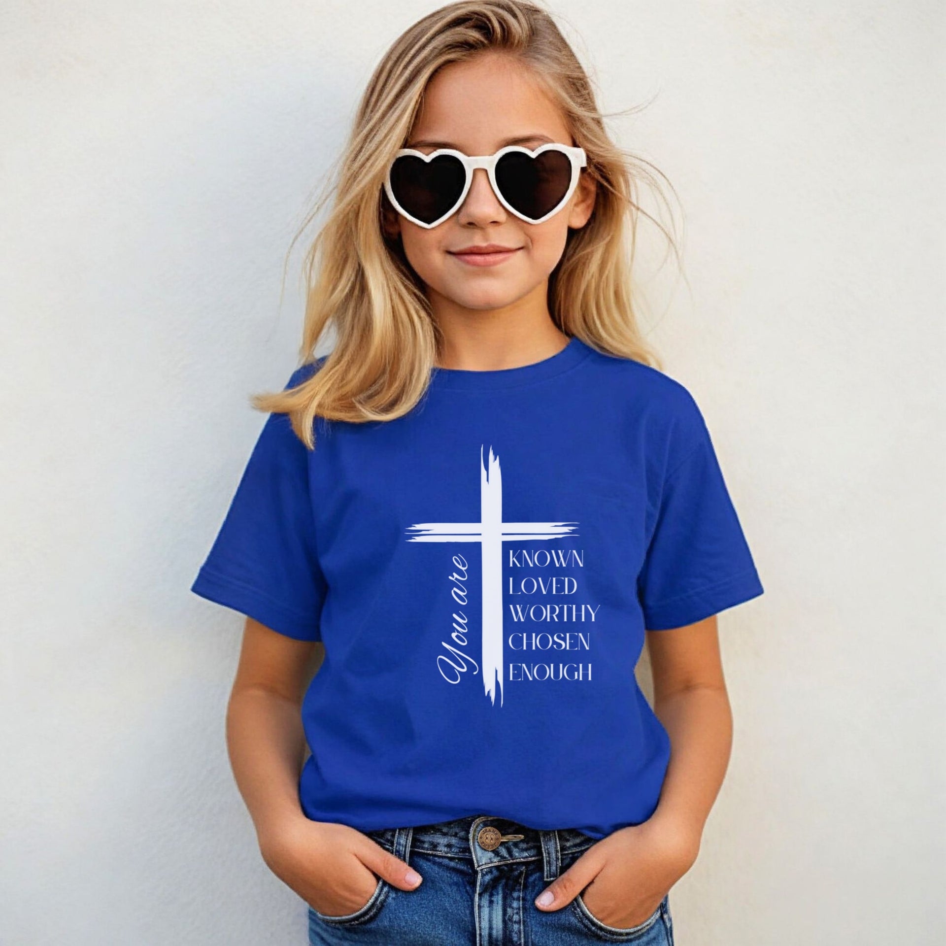 You Are Known, Loved, Worthy, Chosen Unisex Youth T-Shirt - My Faith My Father