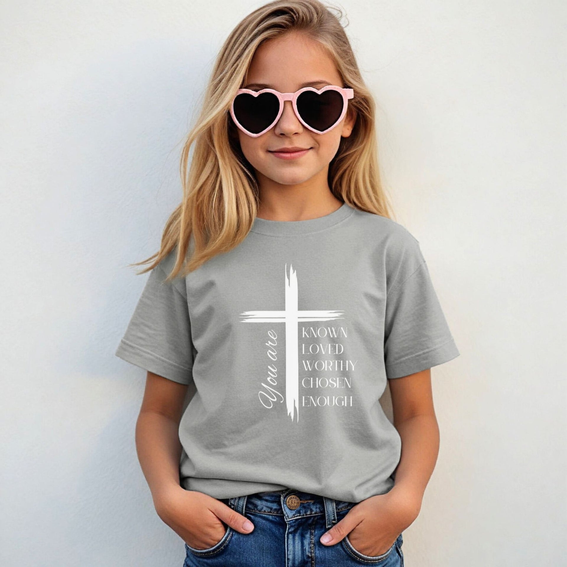You Are Known, Loved, Worthy, Chosen Unisex Youth T-Shirt - My Faith My Father
