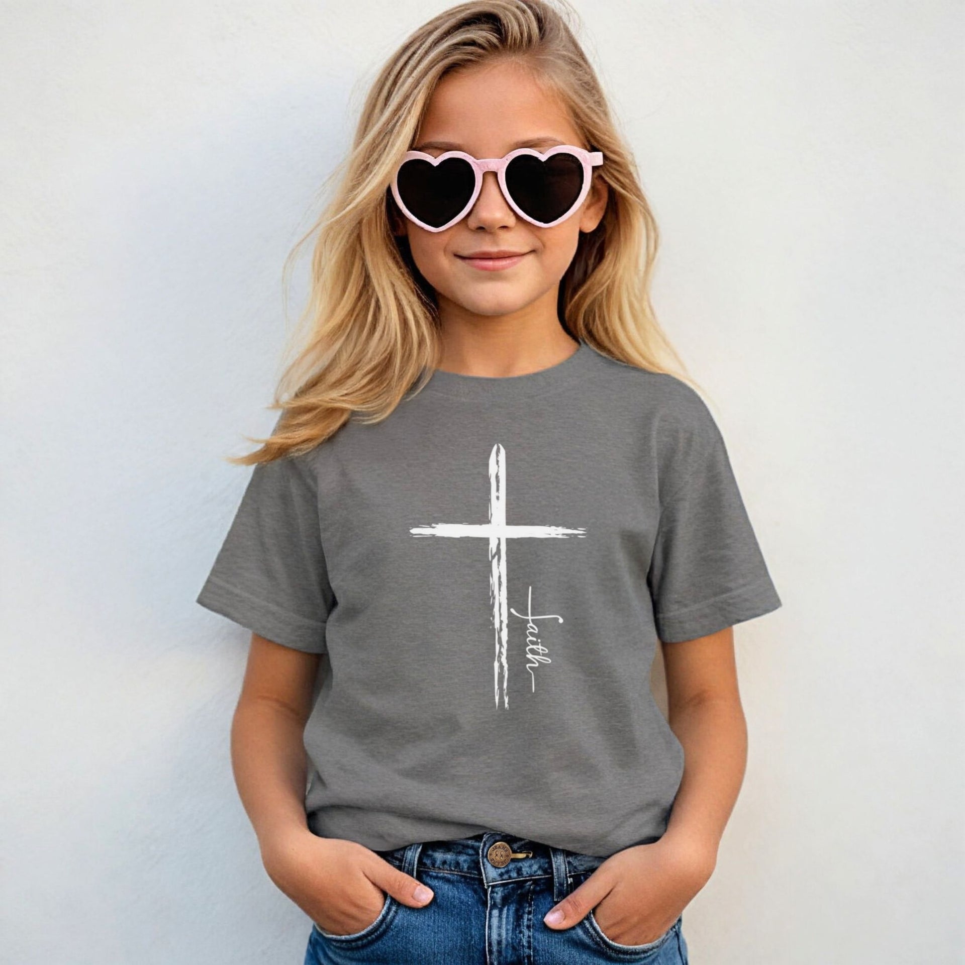 Cross With Faith Unisex Youth T-Shirt - My Faith My Father
