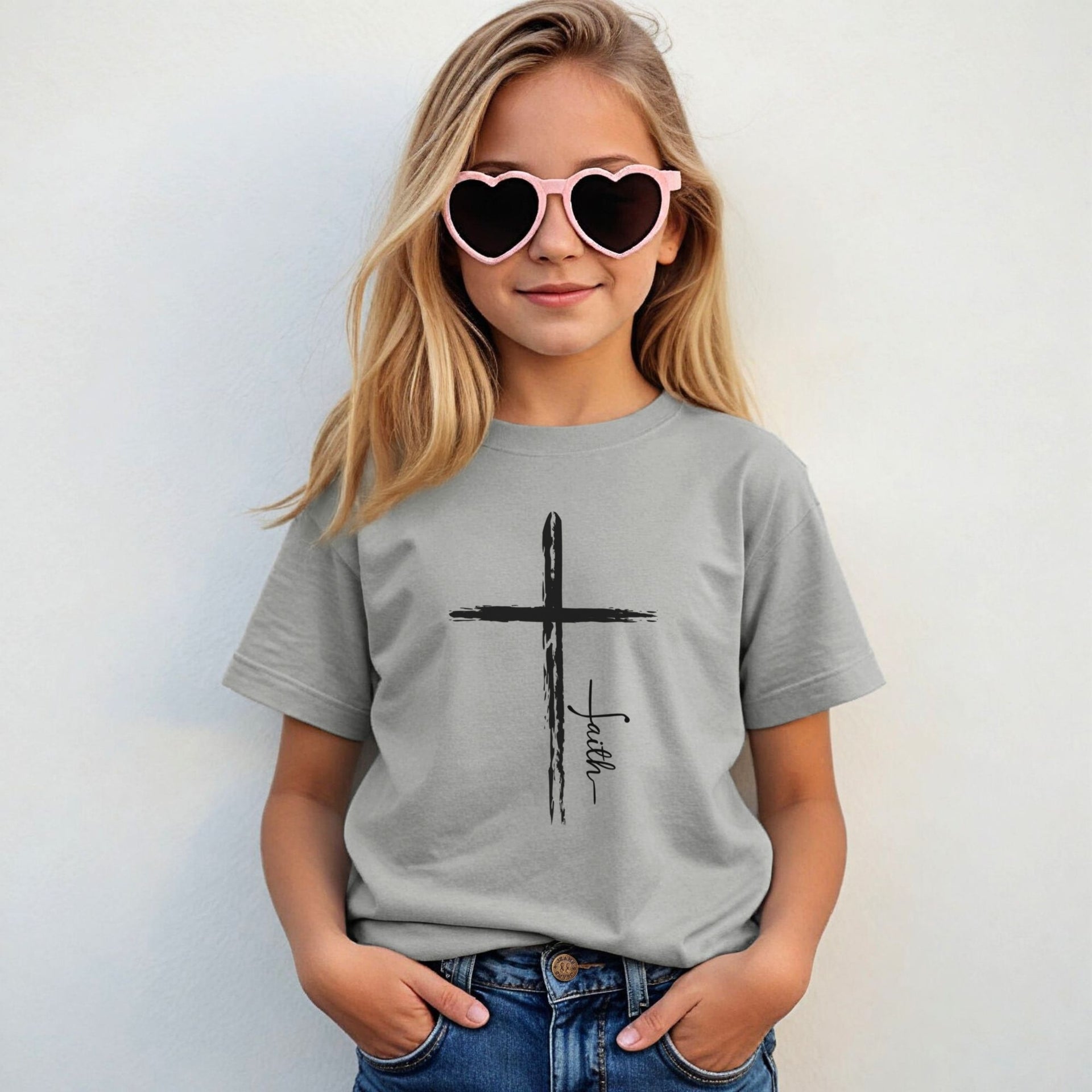 Cross With Faith Unisex Youth T-Shirt - My Faith My Father