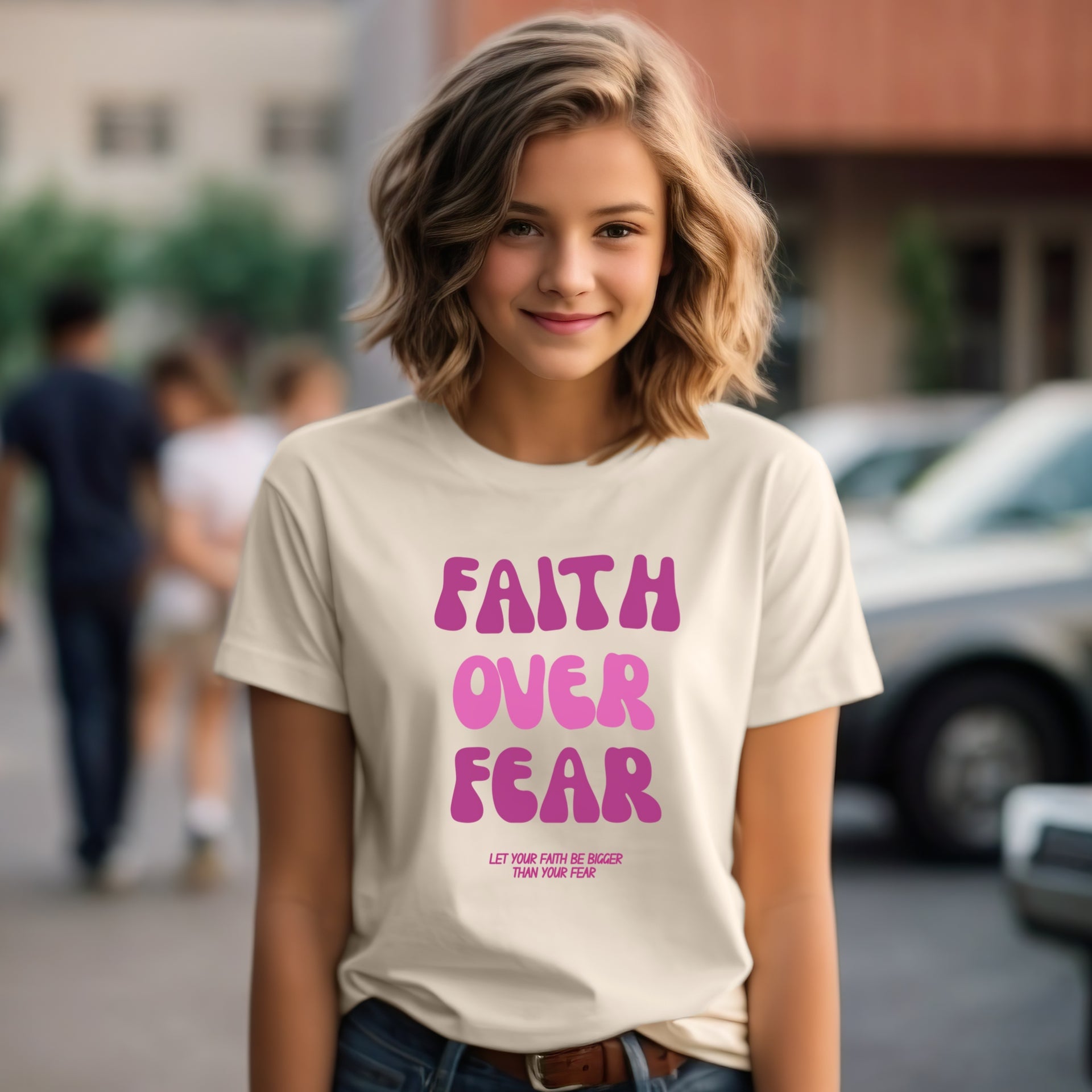 Faith Over Fear - Pink Youth Unisex T-Shirt - My Faith My Father