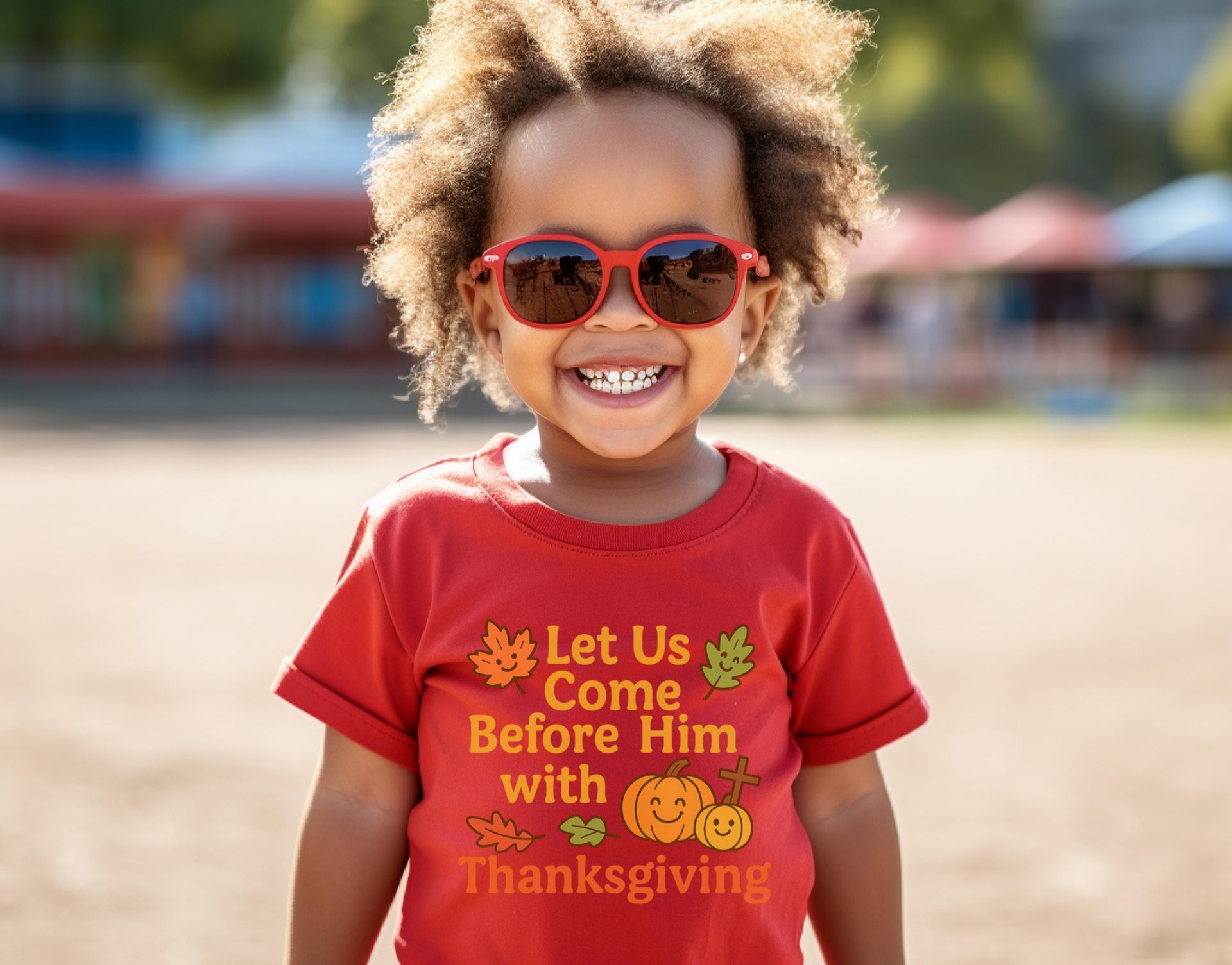 Let Us Come Before Him With Thanksgiving Toddler Short Sleeve T-Shirt - My Faith My Father