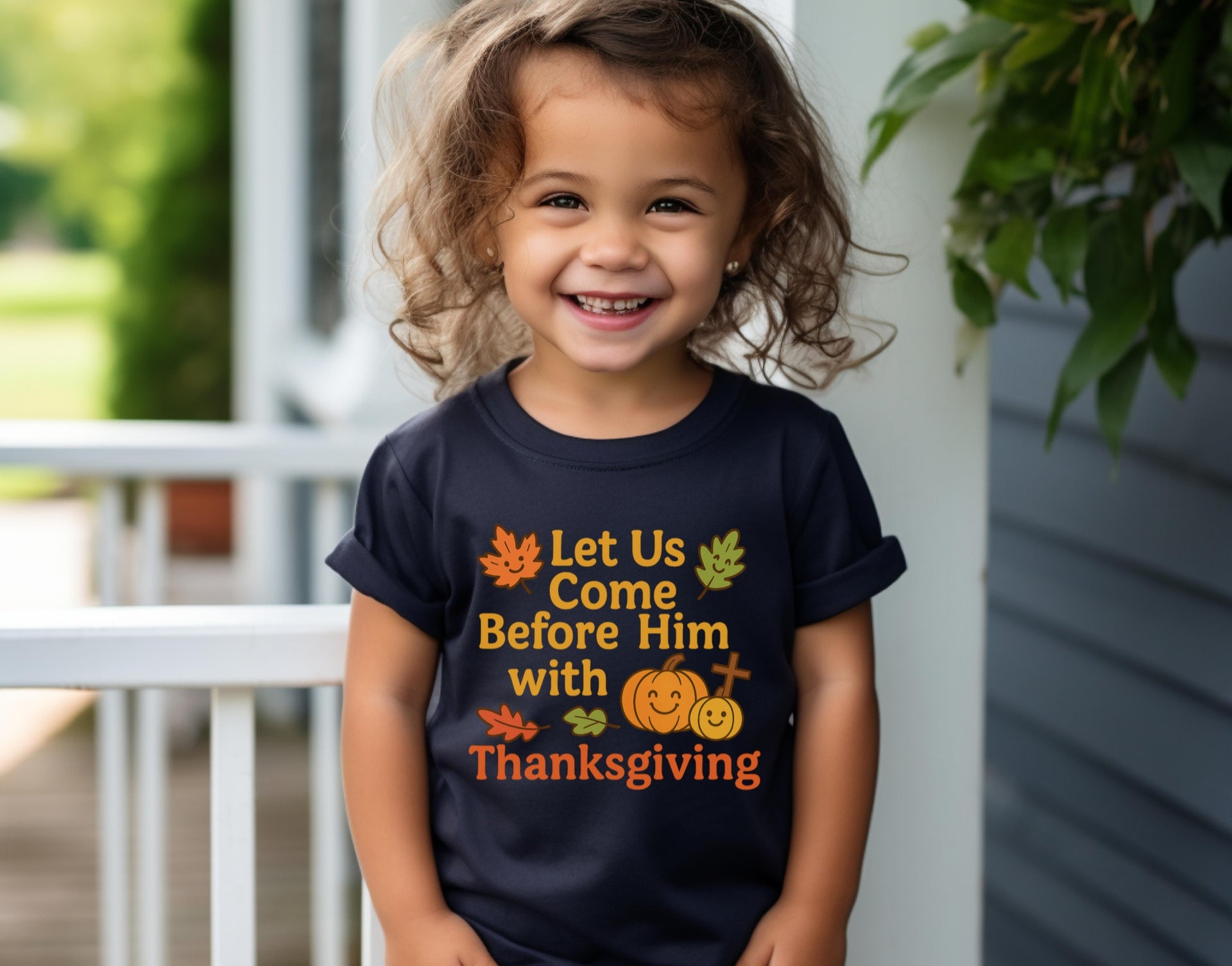 Let Us Come Before Him With Thanksgiving Toddler Short Sleeve T-Shirt - My Faith My Father