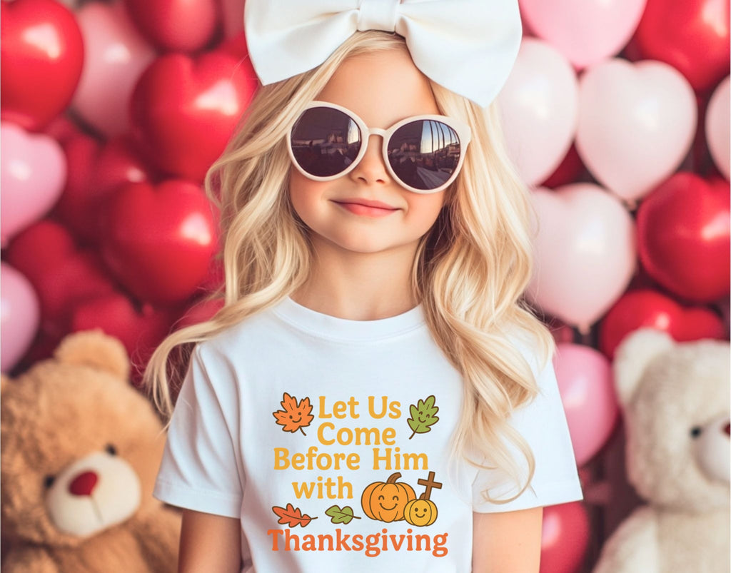 Let Us Come Before Him With Thanksgiving Toddler Short Sleeve T-Shirt - My Faith My Father