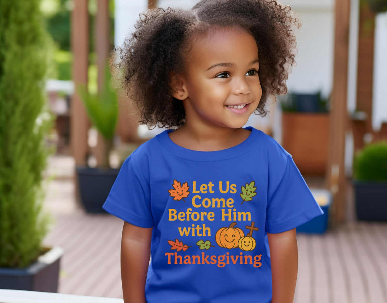 Let Us Come Before Him With Thanksgiving Toddler Short Sleeve T-Shirt - My Faith My Father