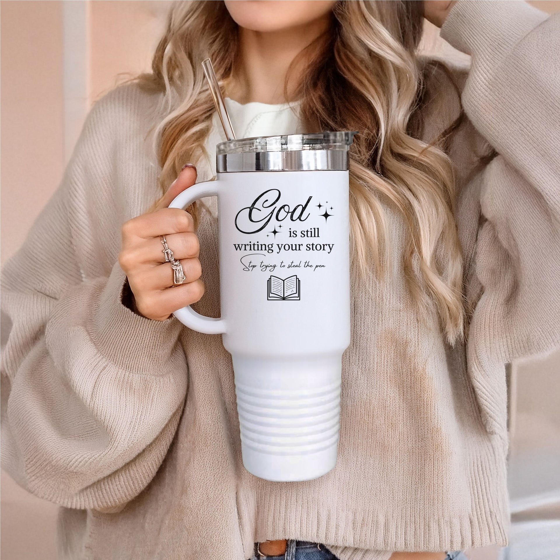 God Is Still Writing Your Story 40oz Insulated Travel Mug - My Faith My Father
