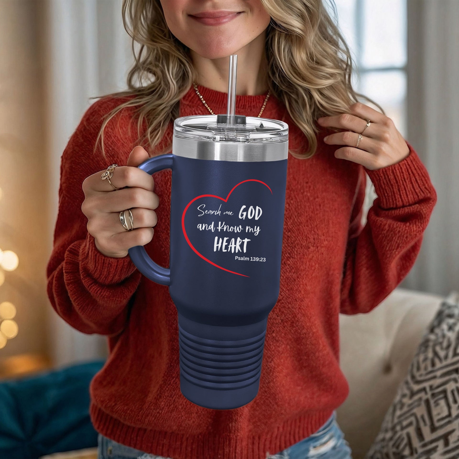 Search Me God 40oz Insulated Travel Mug - My Faith My Father