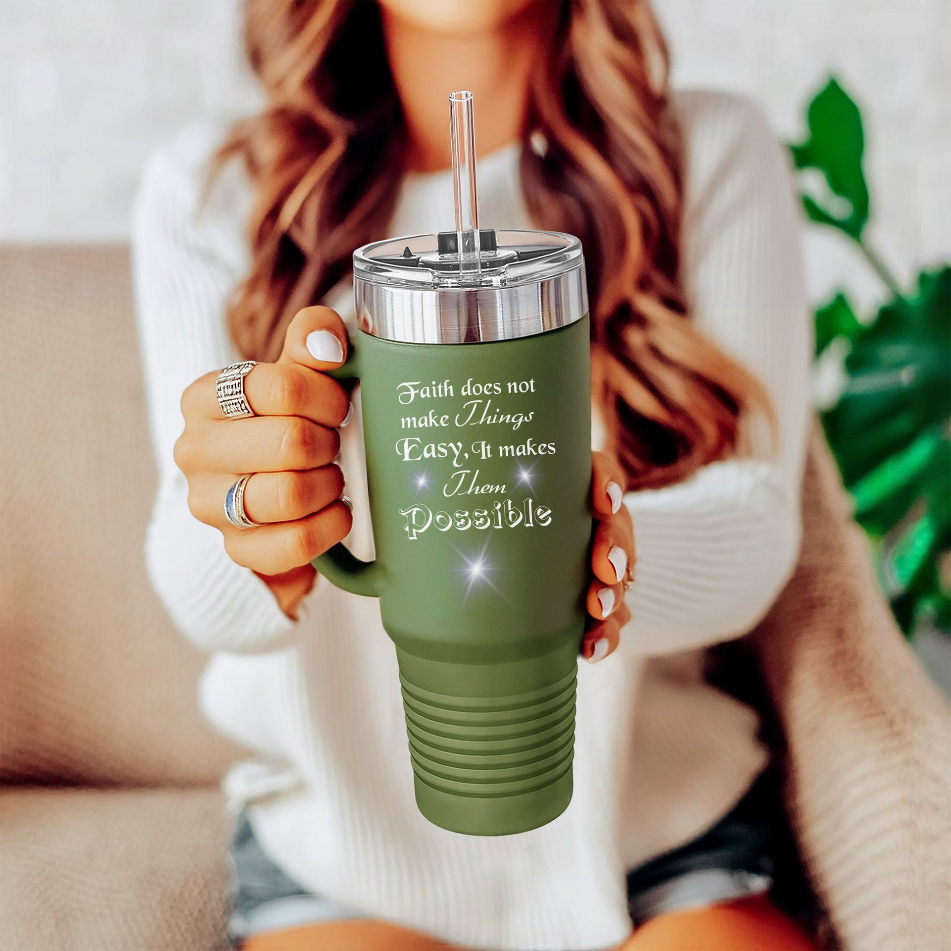 Faith Does Not Make Things Easy 40oz Insulated Travel Mug - My Faith My Father