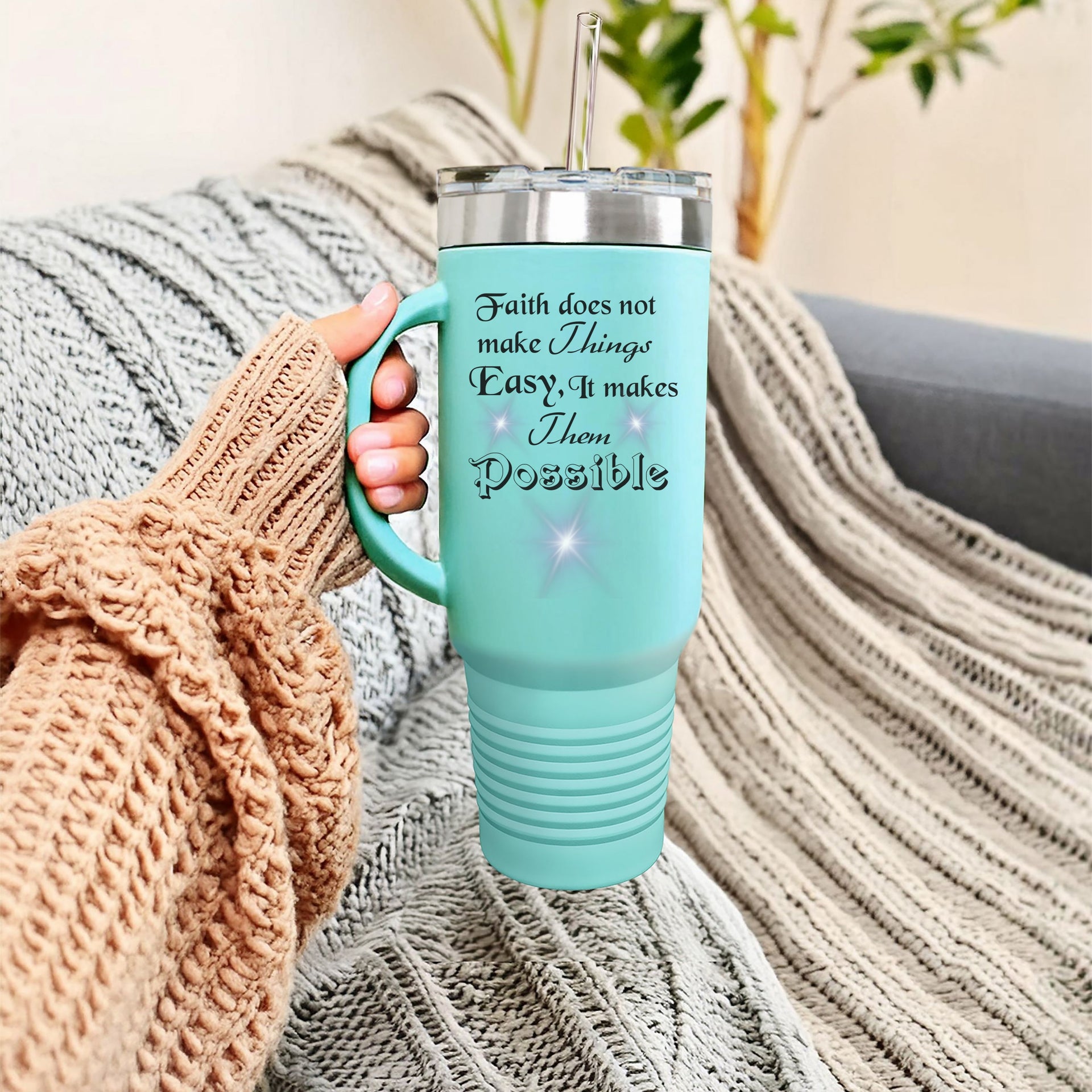 Faith Does Not Make Things Easy 40oz Insulated Travel Mug - My Faith My Father