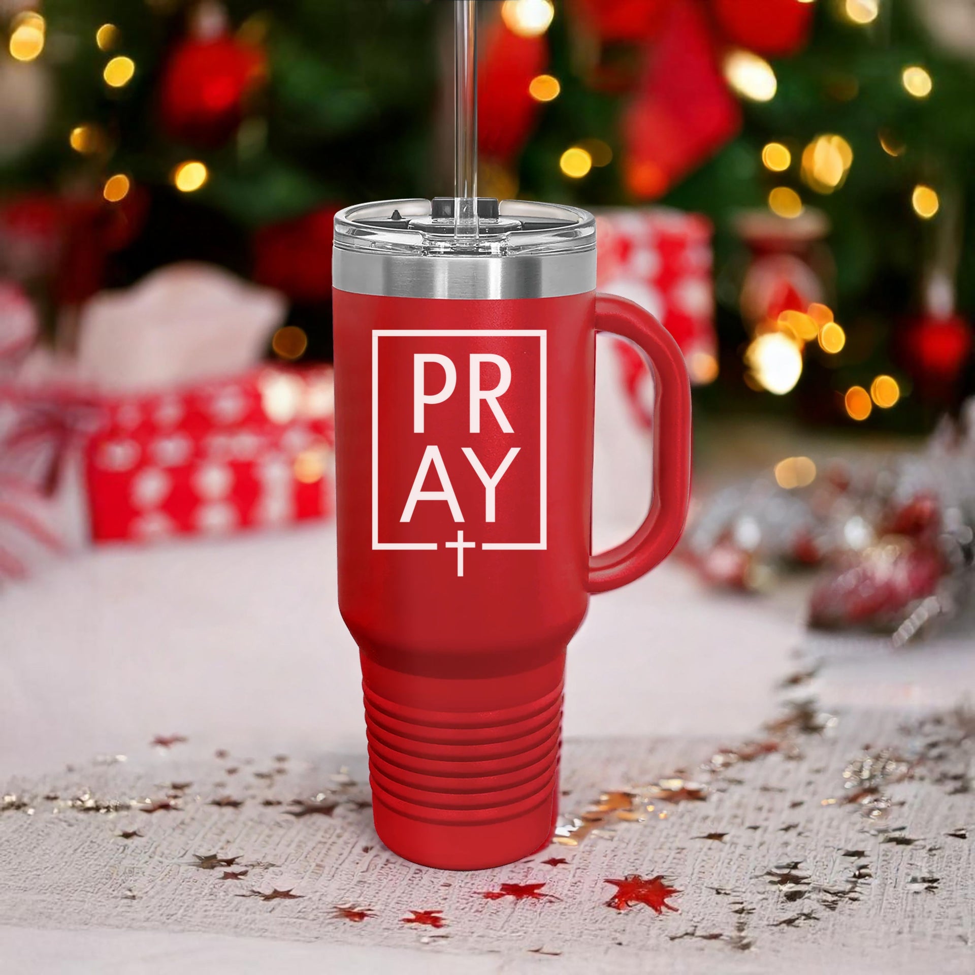 Pray + Cross 40oz Insulated Travel Mug - My Faith My Father