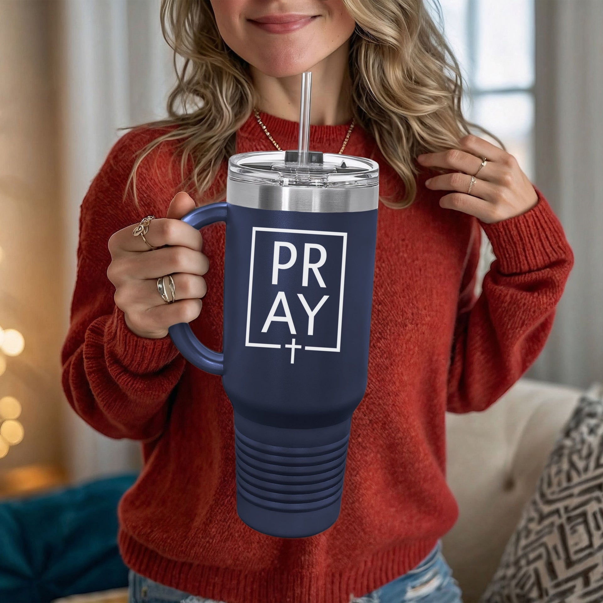 Pray + Cross 40oz Insulated Travel Mug - My Faith My Father