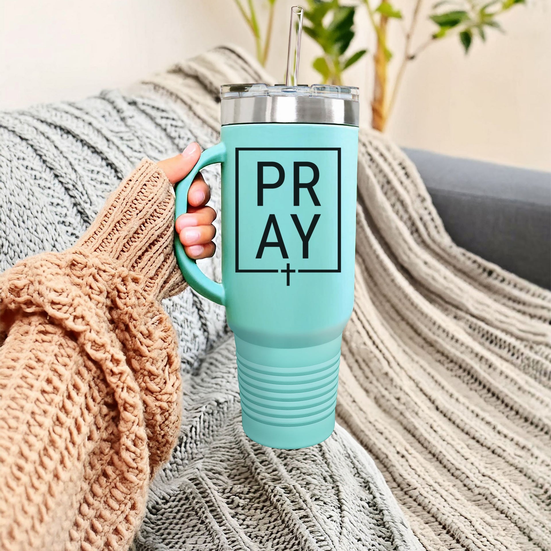 Pray + Cross 40oz Insulated Travel Mug - My Faith My Father