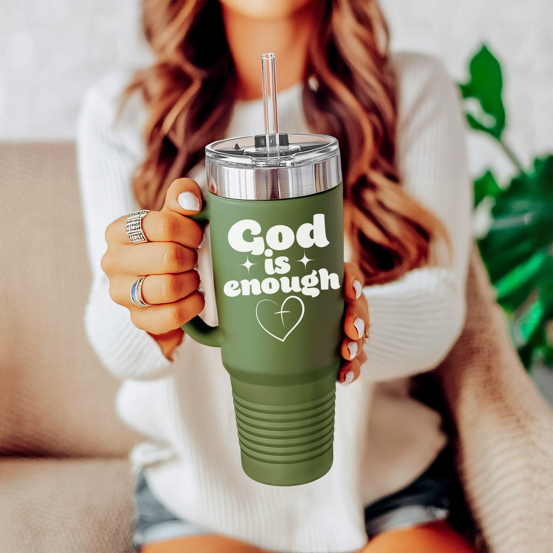 God Is Enough 40oz Insulated Travel Mug - My Faith My Father