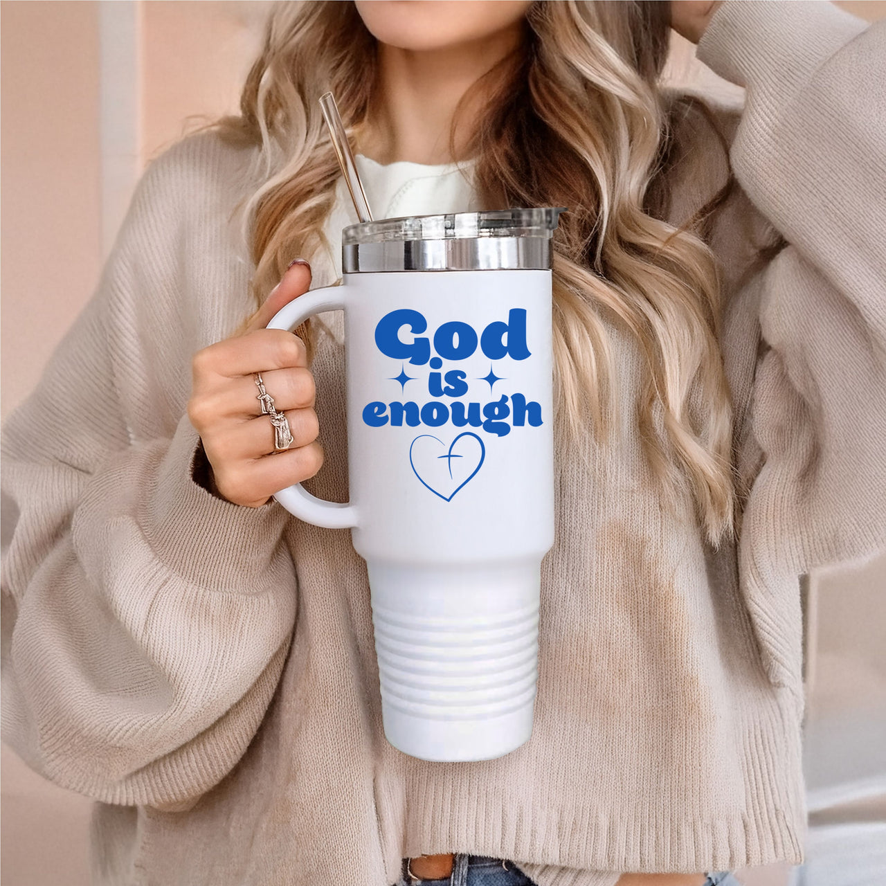 God Is Enough 40oz Insulated Travel Mug - My Faith My Father