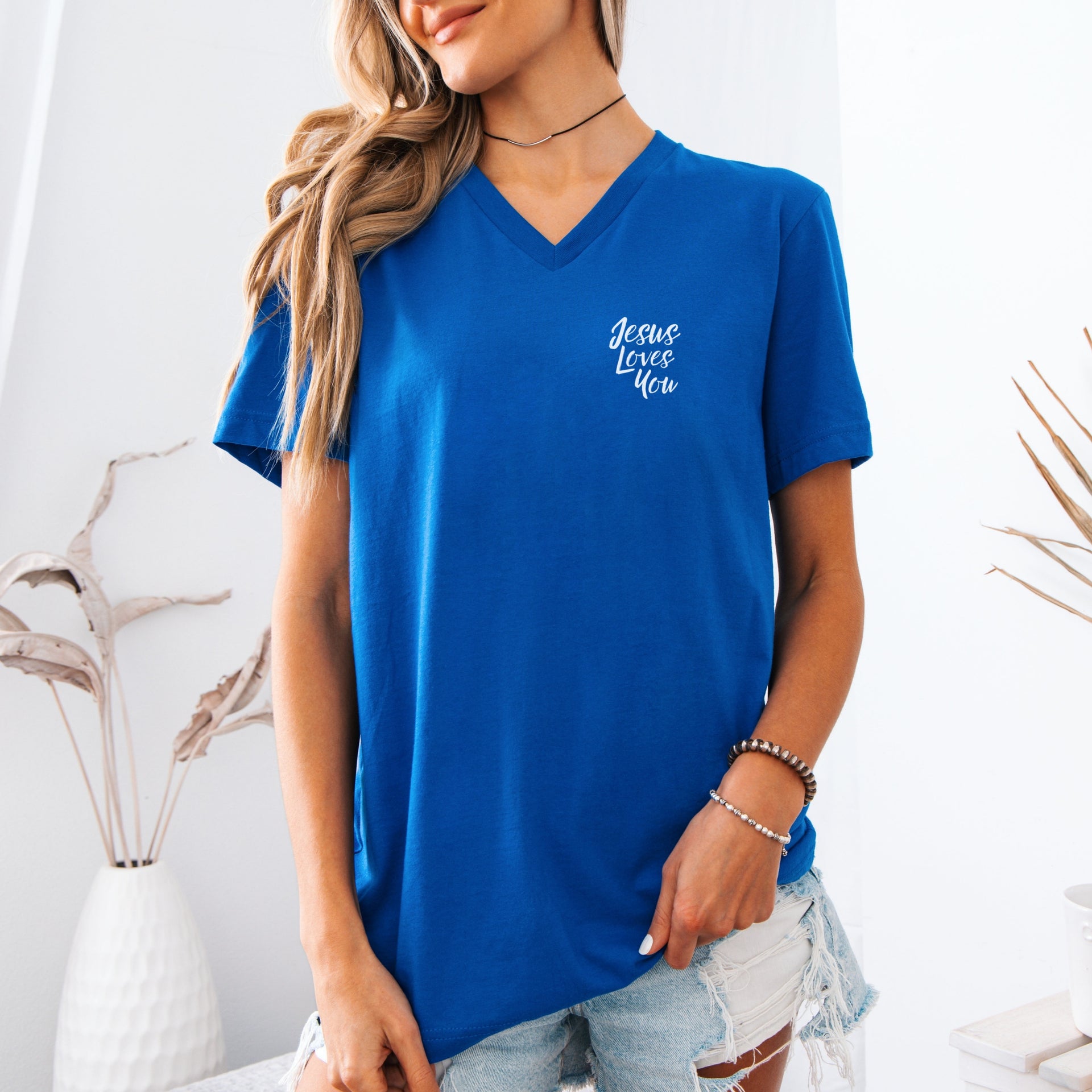 Jesus Loves You Unisex V-Neck T-shirt - My Faith My Father