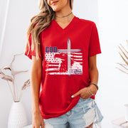 God + USA Unisex  V-Neck T-Shirt - My Faith My Father