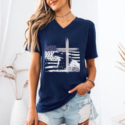 God + USA Unisex  V-Neck T-Shirt - My Faith My Father