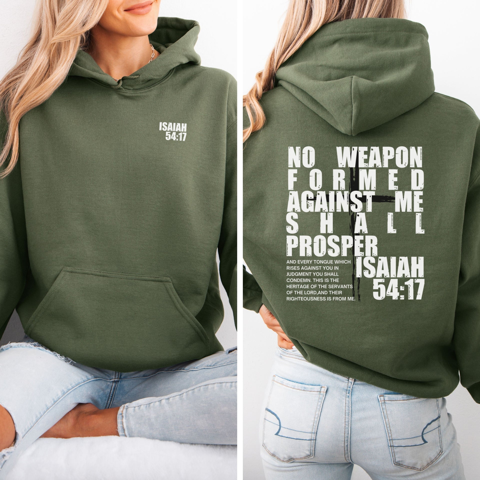 Isaiah 54:17 – No Weapon Formed Shall Prosper | Unisex Christian Hoodie - My Faith My Father