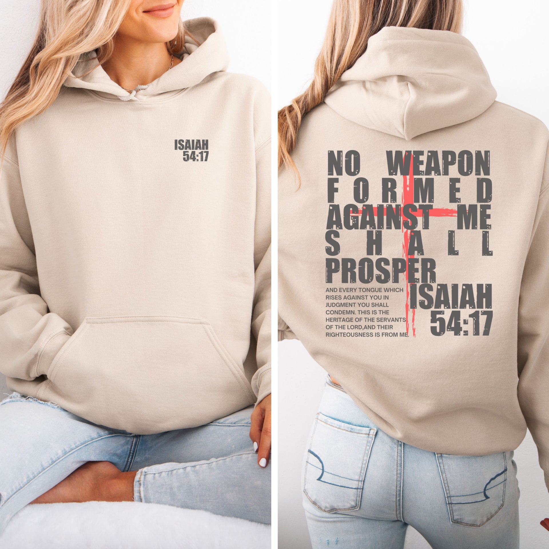 Isaiah 54:17 – No Weapon Formed Shall Prosper | Unisex Christian Hoodie - My Faith My Father