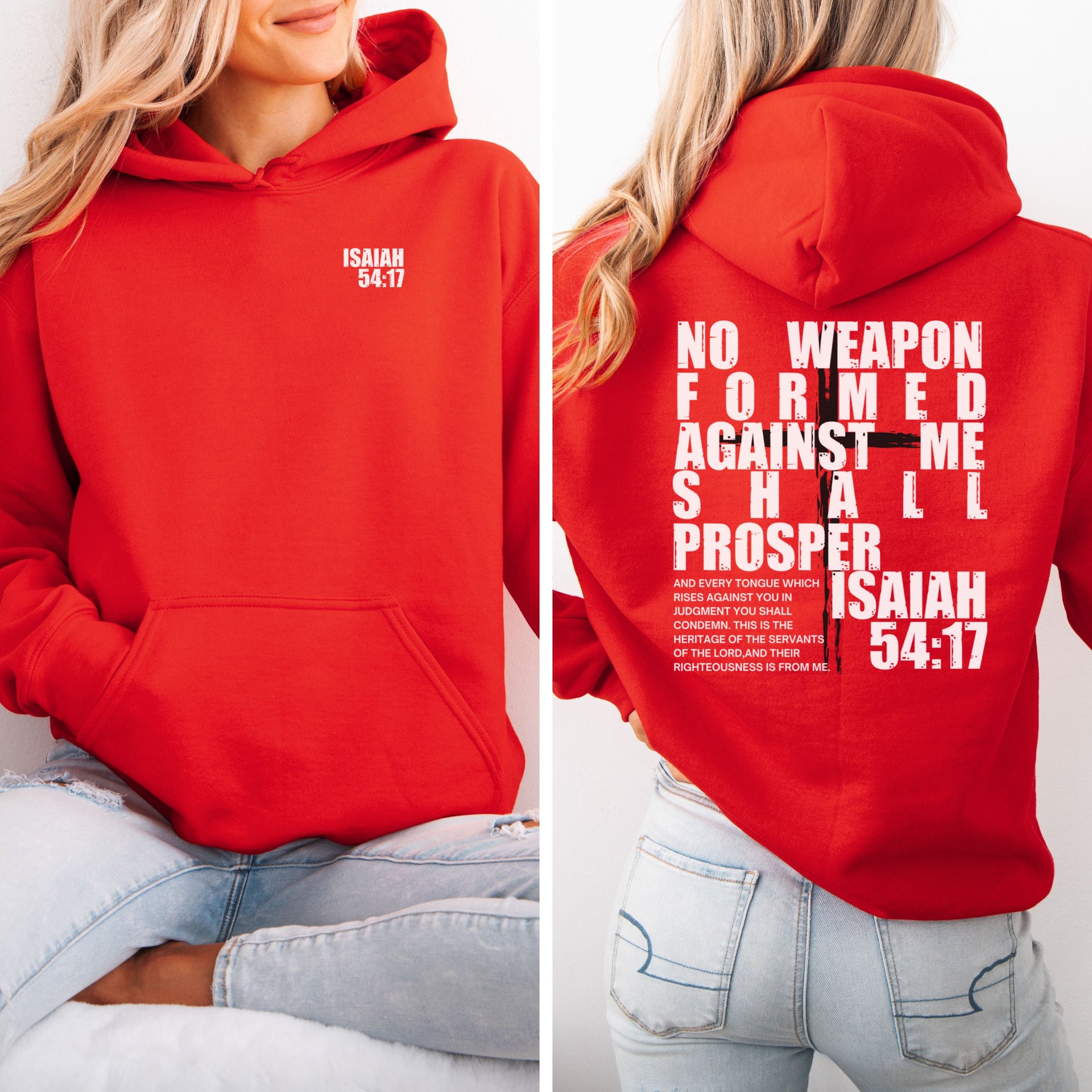 Isaiah 54:17 – No Weapon Formed Shall Prosper | Unisex Christian Hoodie - My Faith My Father