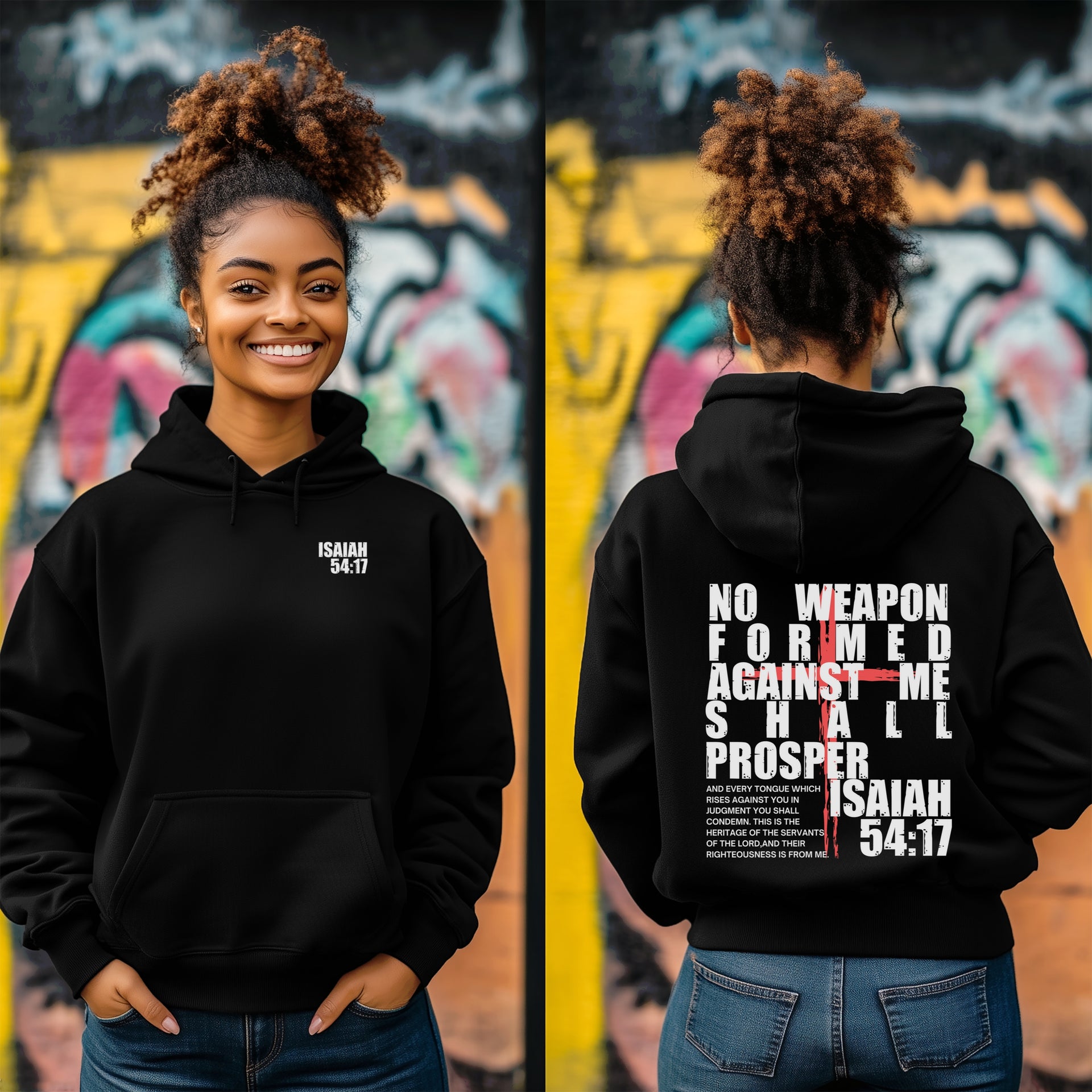 Isaiah 54:17 – No Weapon Formed Shall Prosper | Unisex Christian Hoodie - My Faith My Father