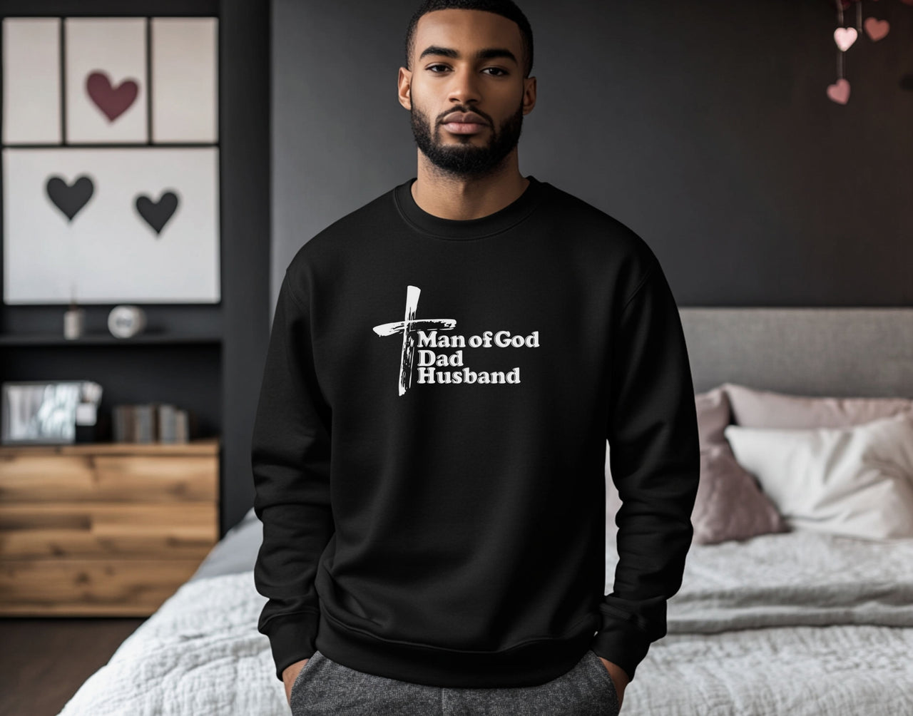 Man of God, Dad, Husband Unisex Crewneck Sweatshirt - My Faith My Father