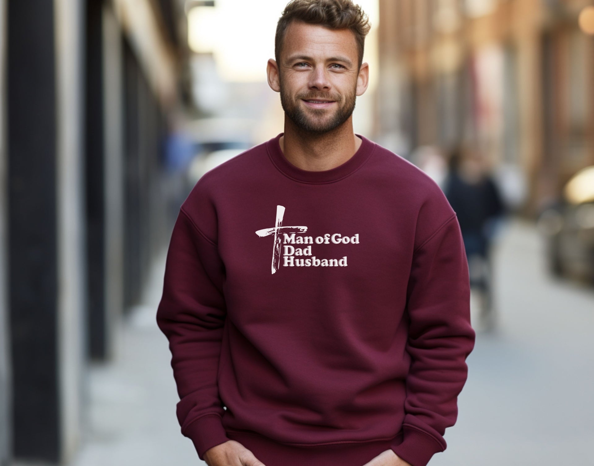 Man of God, Dad, Husband Unisex Crewneck Sweatshirt - My Faith My Father