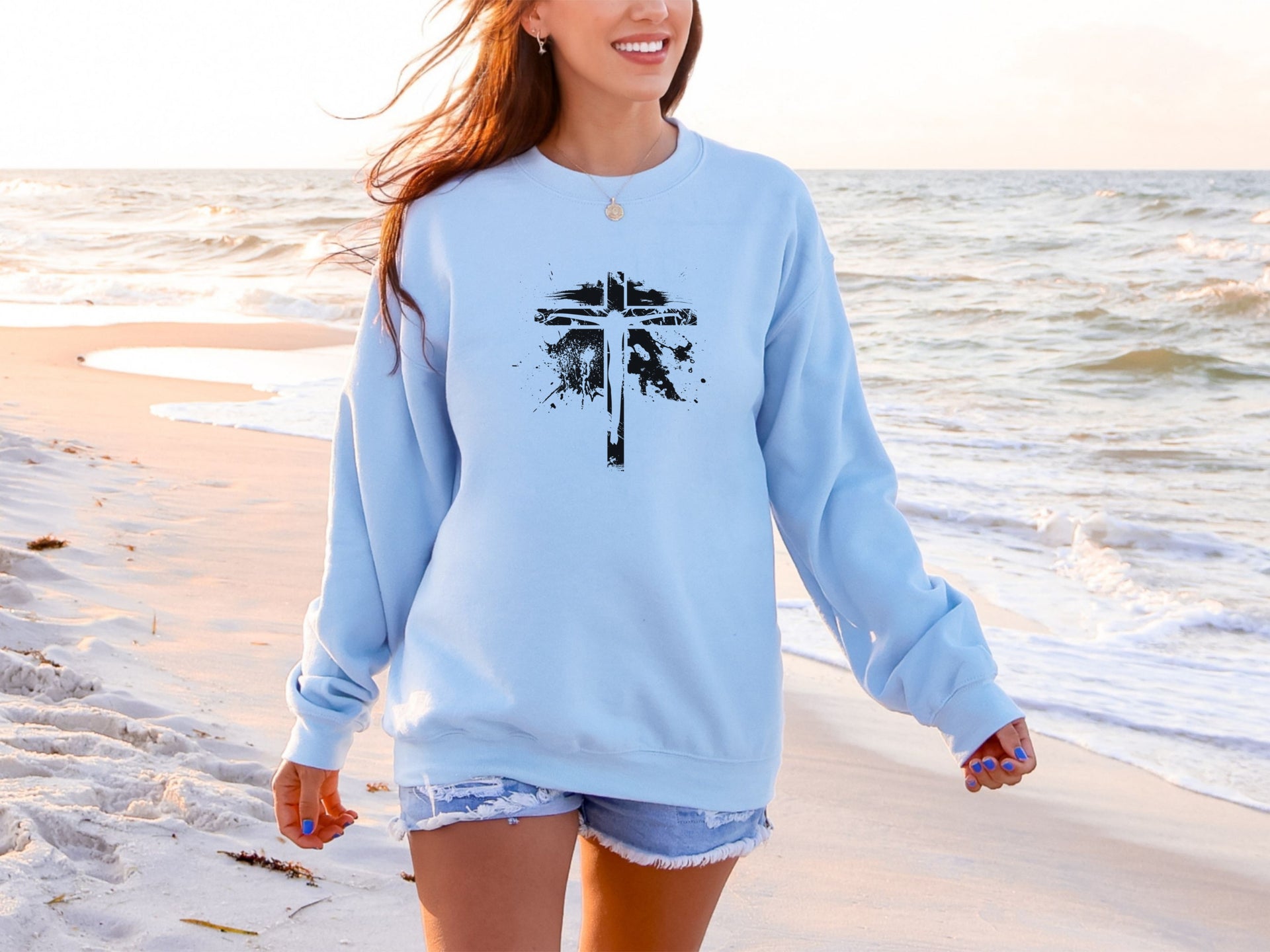 Jesus on Cross Unisex Crewneck Sweatshirt - My Faith My Father